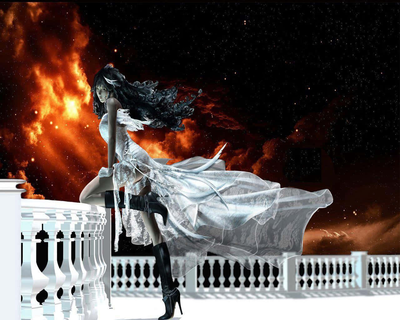 Final Fantasy VIII, woman in a flowing white dress, white balcony, HD Desktop Wallpaper