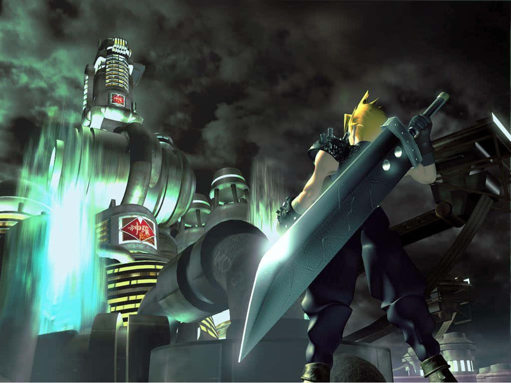 Final Fantasy VIII, spiky-haired warrior, massive glowing sword, SD Desktop Wallpaper