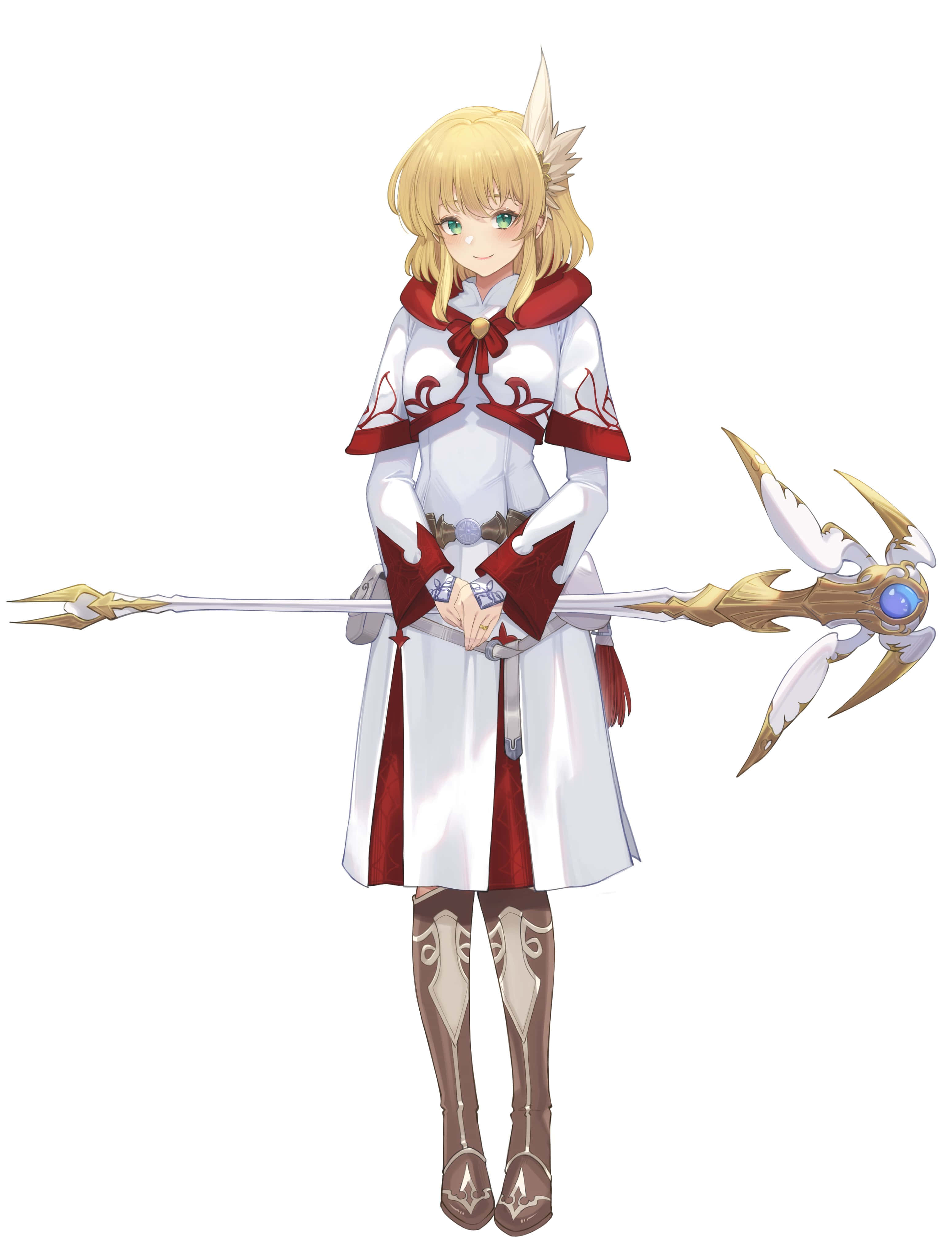 Final Fantasy White Mage, anime girl, blonde hair, 4K Phone Wallpaper