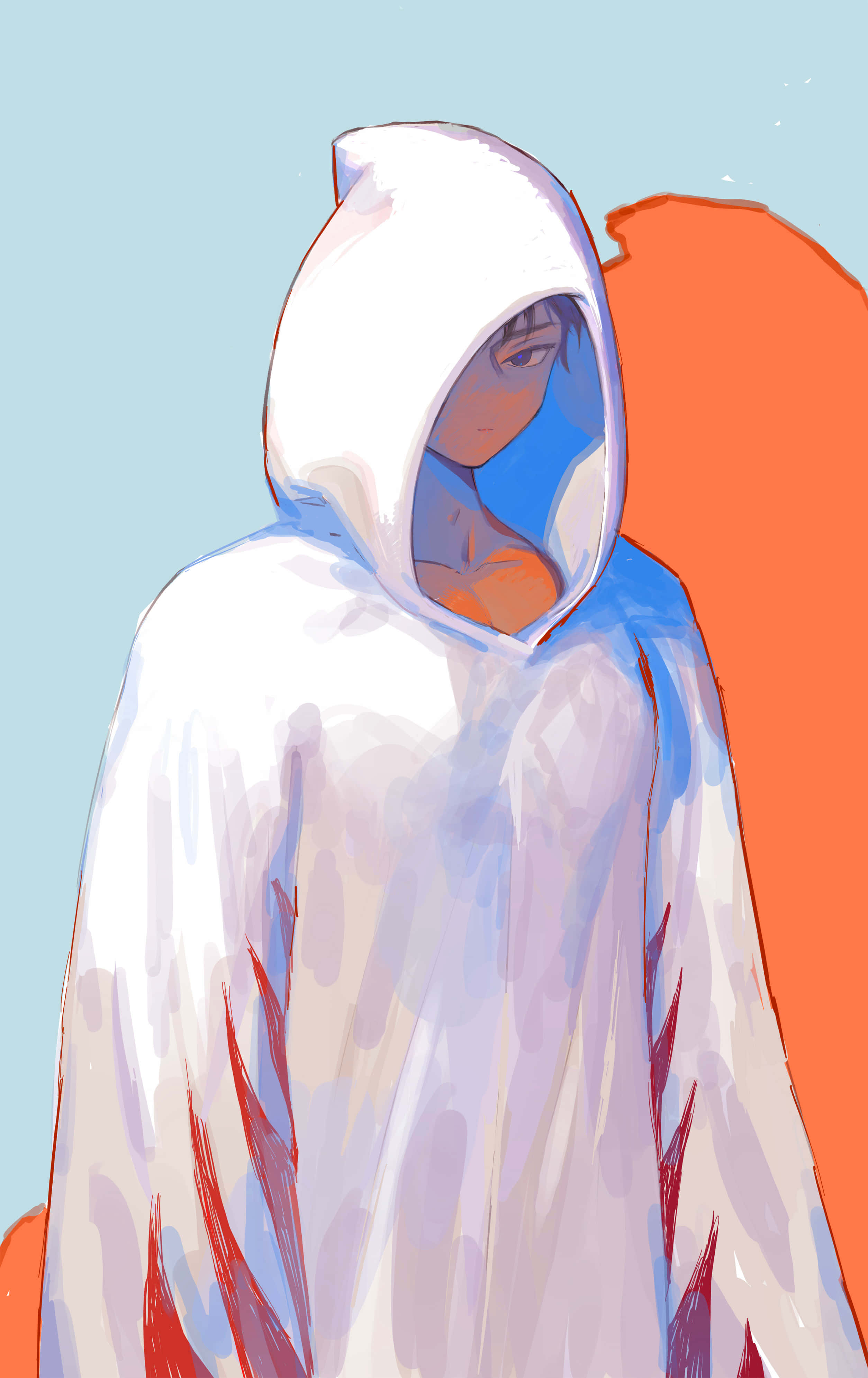 Final Fantasy White Mage, blue skin, red markings, 4K Phone Wallpaper