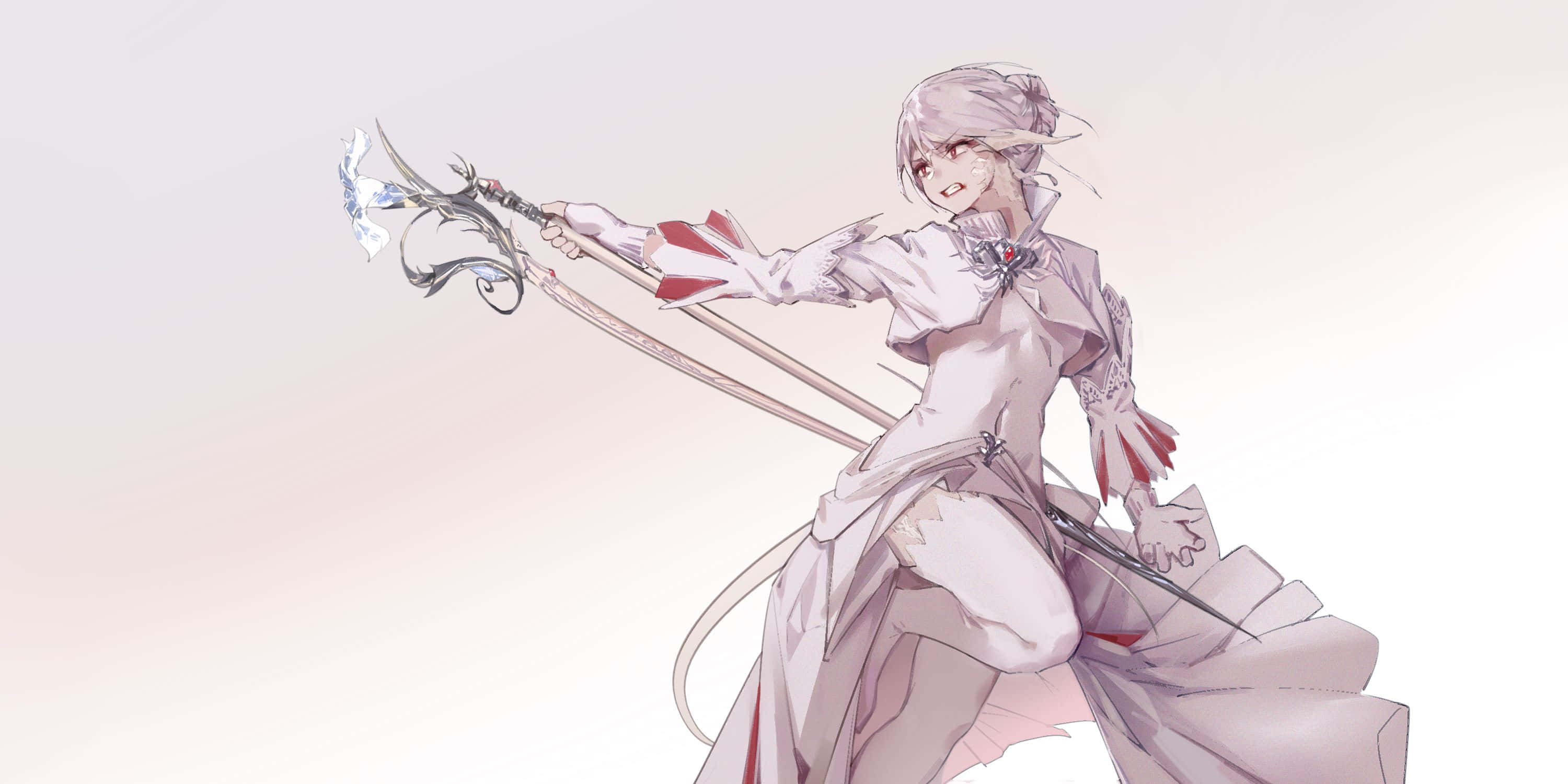 Final Fantasy White Mage, anime girl, silver hair, 2K Desktop Wallpaper