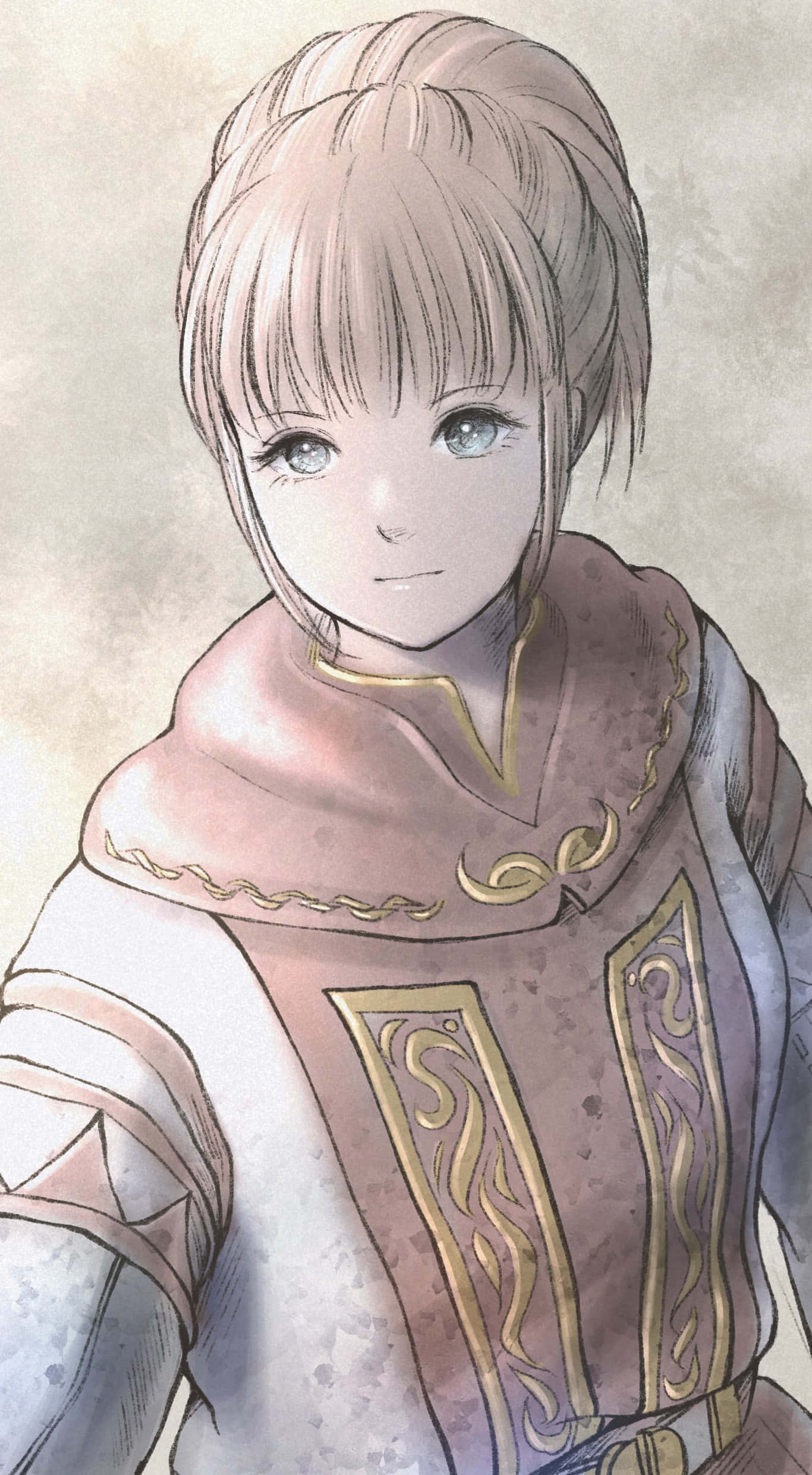 Final Fantasy White Mage, anime-style girl, short light brown hair, Full HD Phone Wallpaper