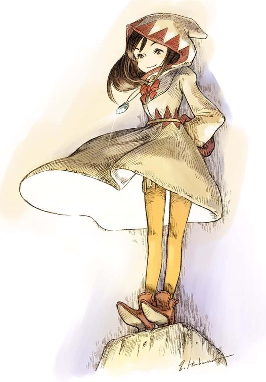 Final Fantasy White Mage, anime girl, beige hooded coat, HD Phone Wallpaper