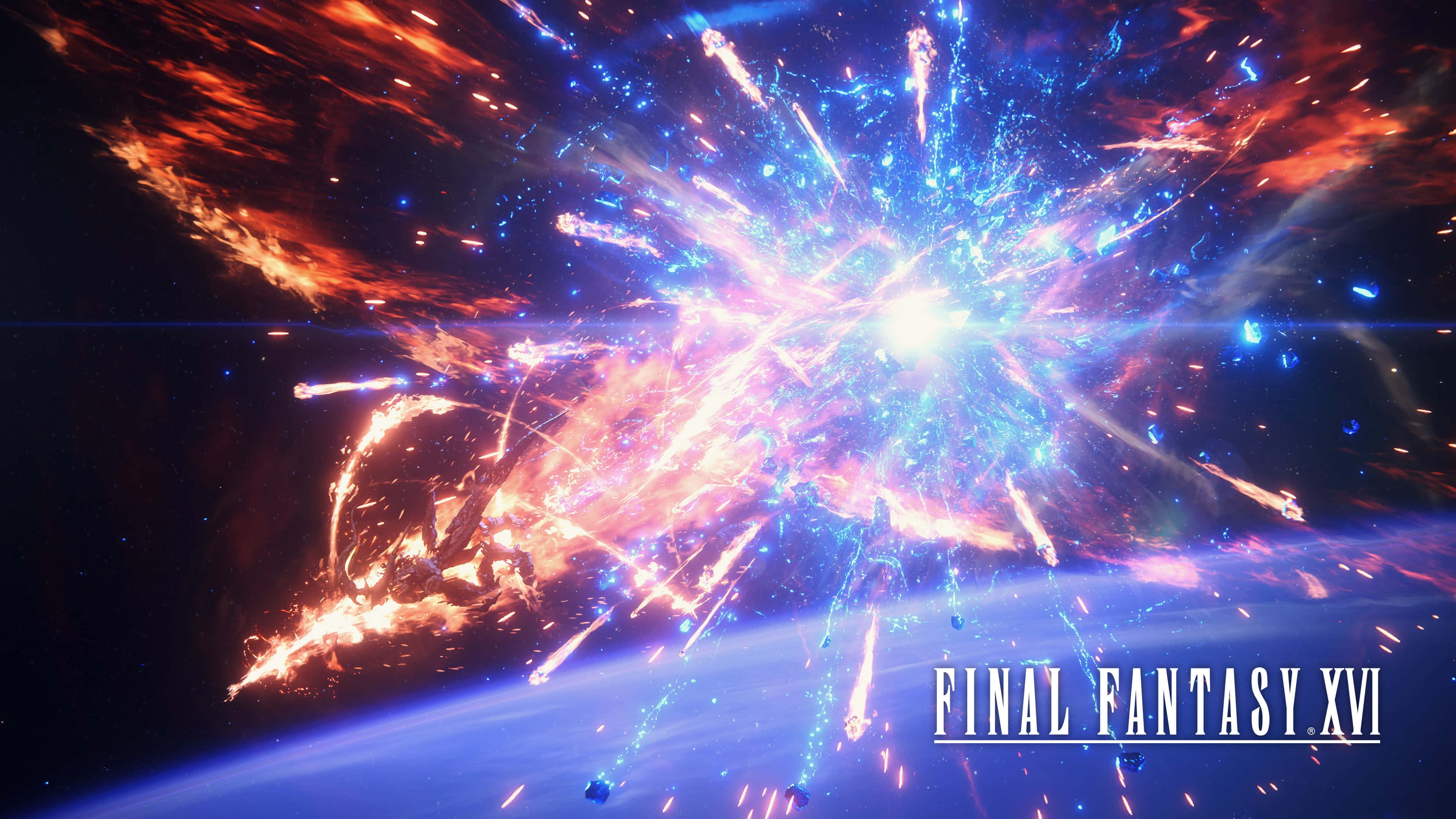 Final Fantasy X V I, cosmic explosion, fiery orange, 4K Desktop Wallpaper