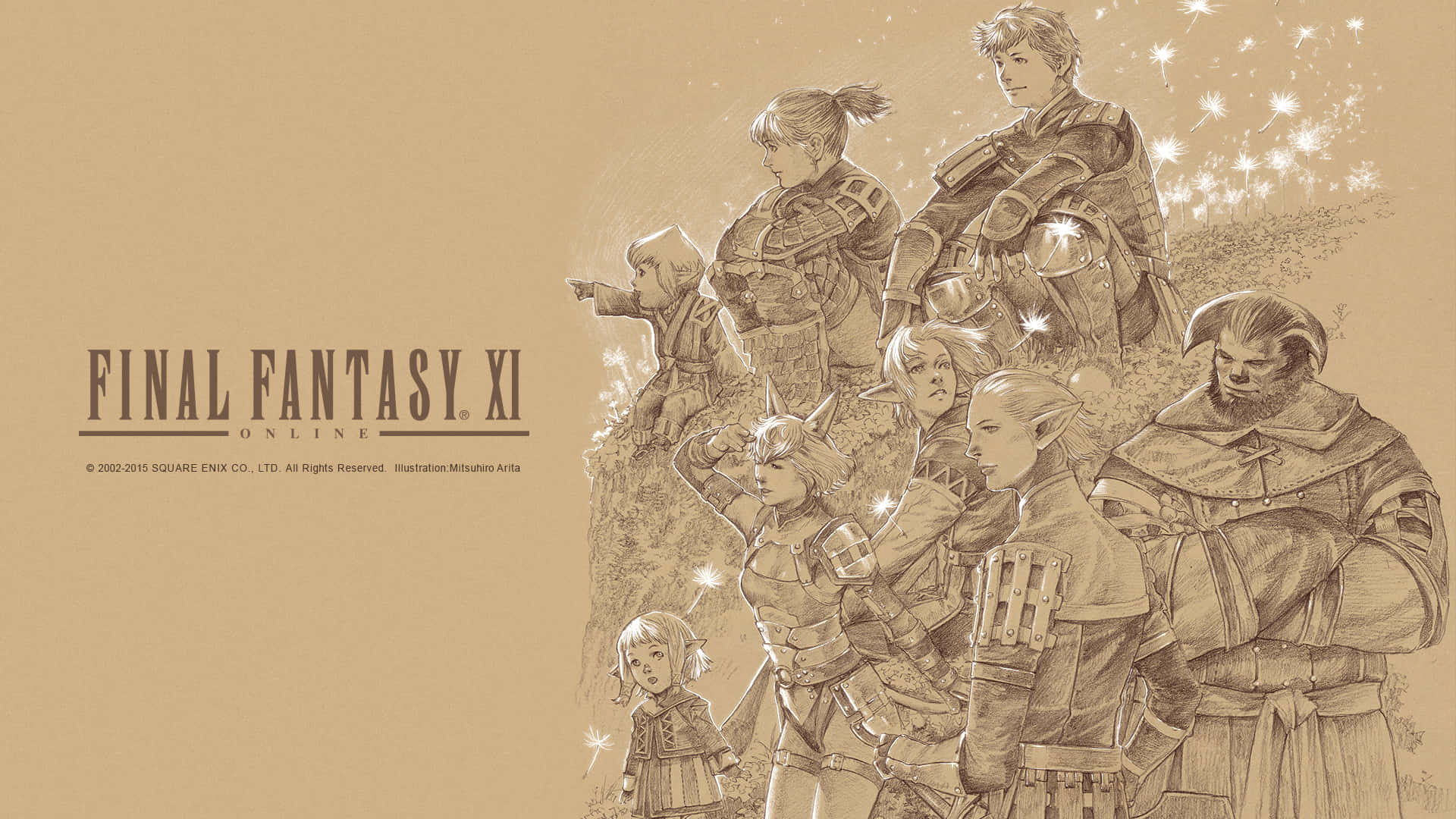 Final Fantasy X I, sepia-toned illustration, fantasy characters, Full HD Desktop Wallpaper
