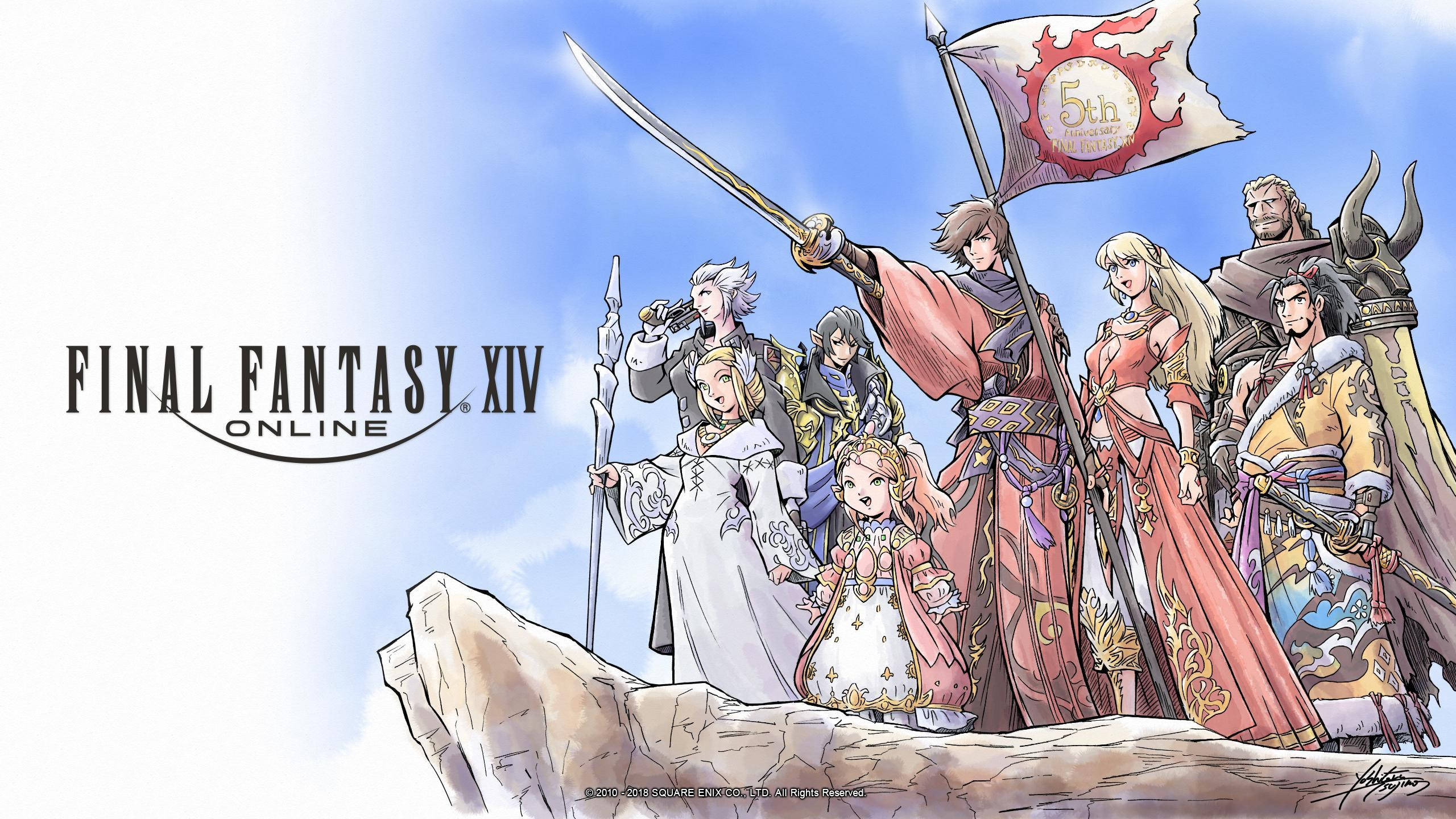 Final Fantasy XIV, fantasy adventurers, ornate armor, 2K Desktop Wallpaper