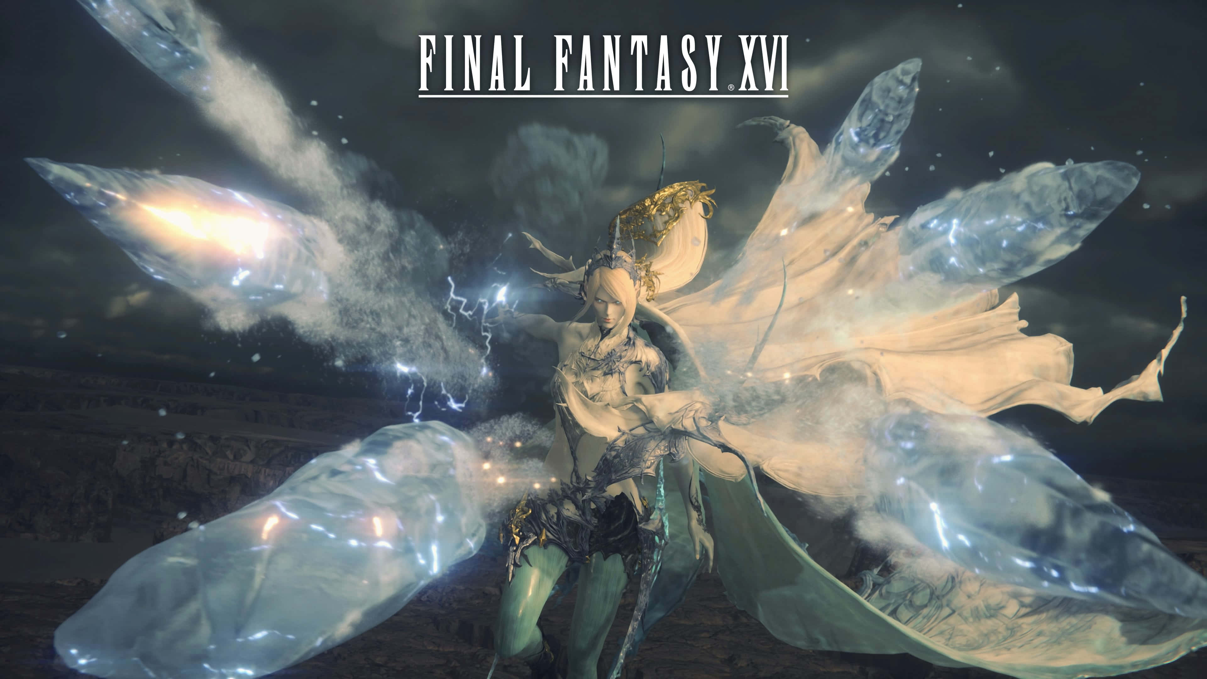 Final Fantasy X V I, summoning scene, glowing ethereal warrior, 4K Desktop Wallpaper