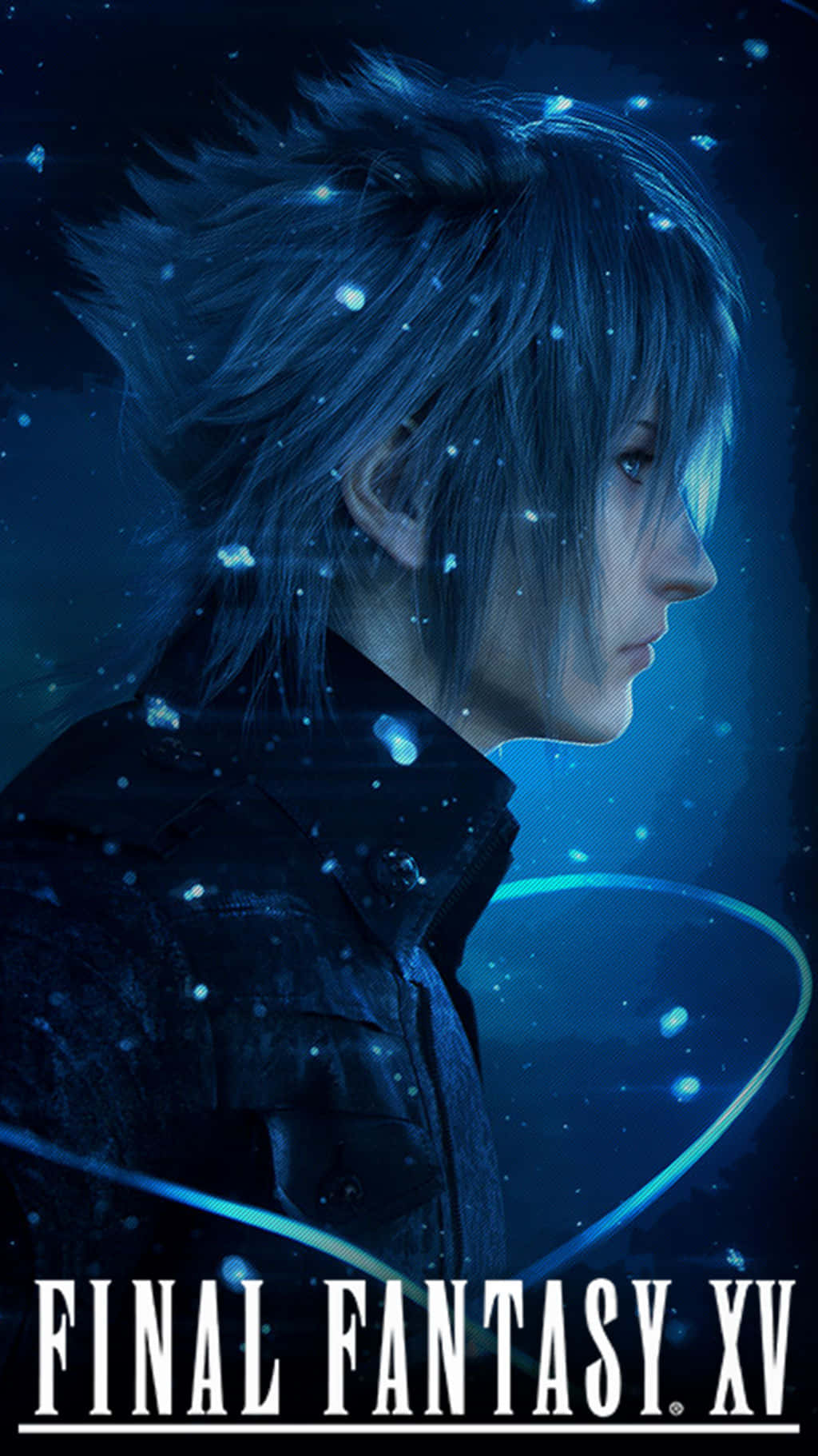 Final Fantasy XV, spiky blue hair, starry blue cosmic backdrop, HD Phone Wallpaper