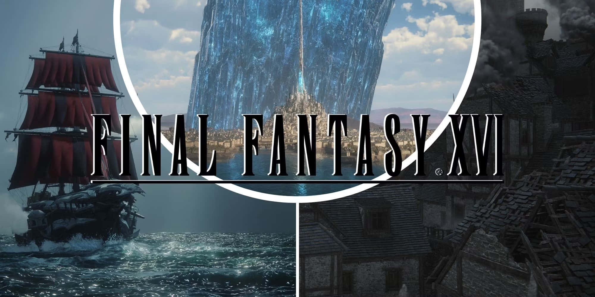 Final Fantasy X V I, red-sailed ship, stormy seas, Full HD Desktop Wallpaper