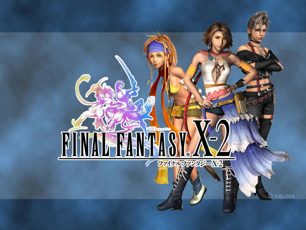 Final Fantasy X-2, Final Fantasy X-2 characters, smoky blue backdrop, SD Desktop Wallpaper
