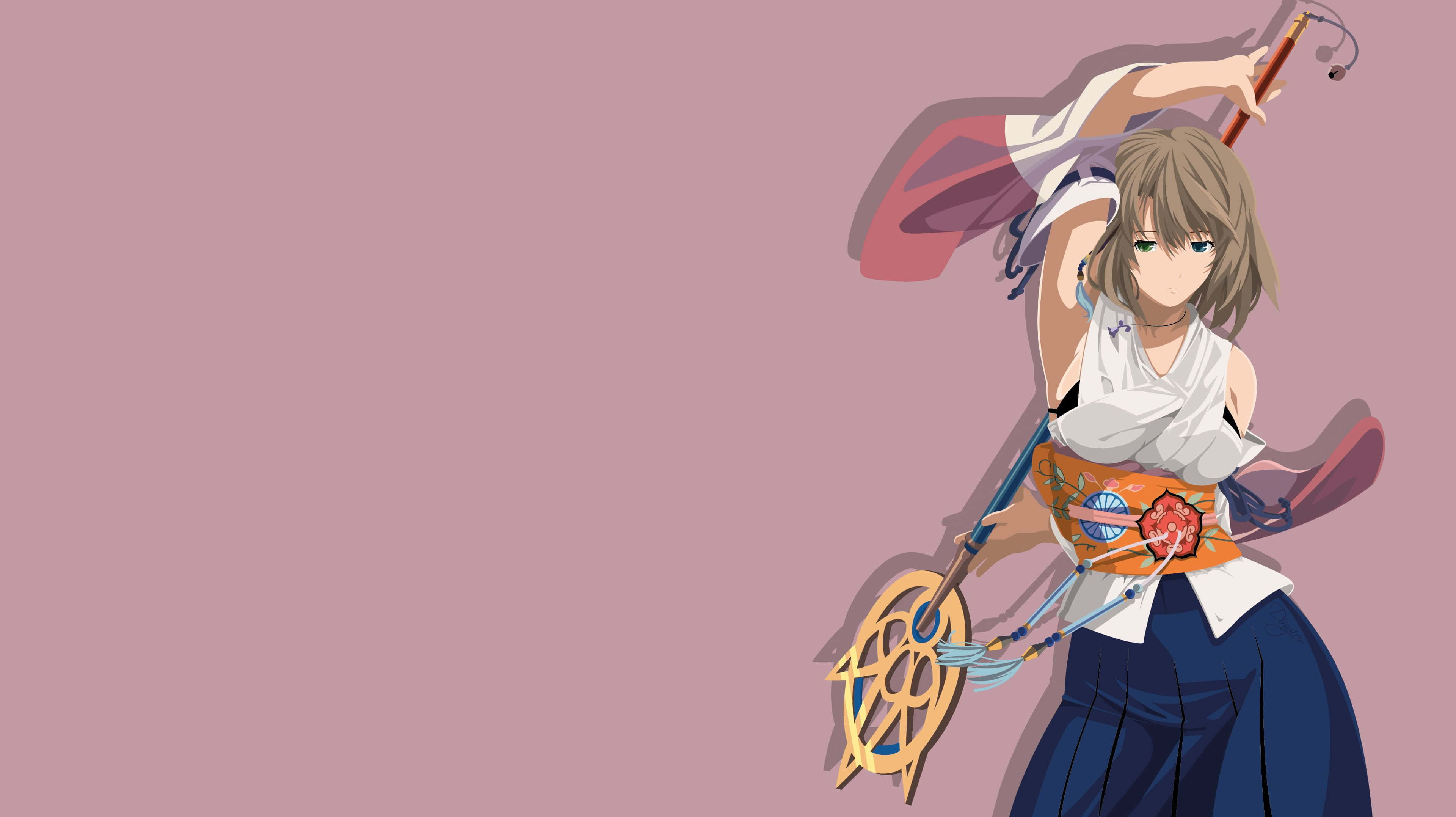 Final Fantasy Yuna, anime girl, traditional Japanese attire, 4K Desktop Wallpaper