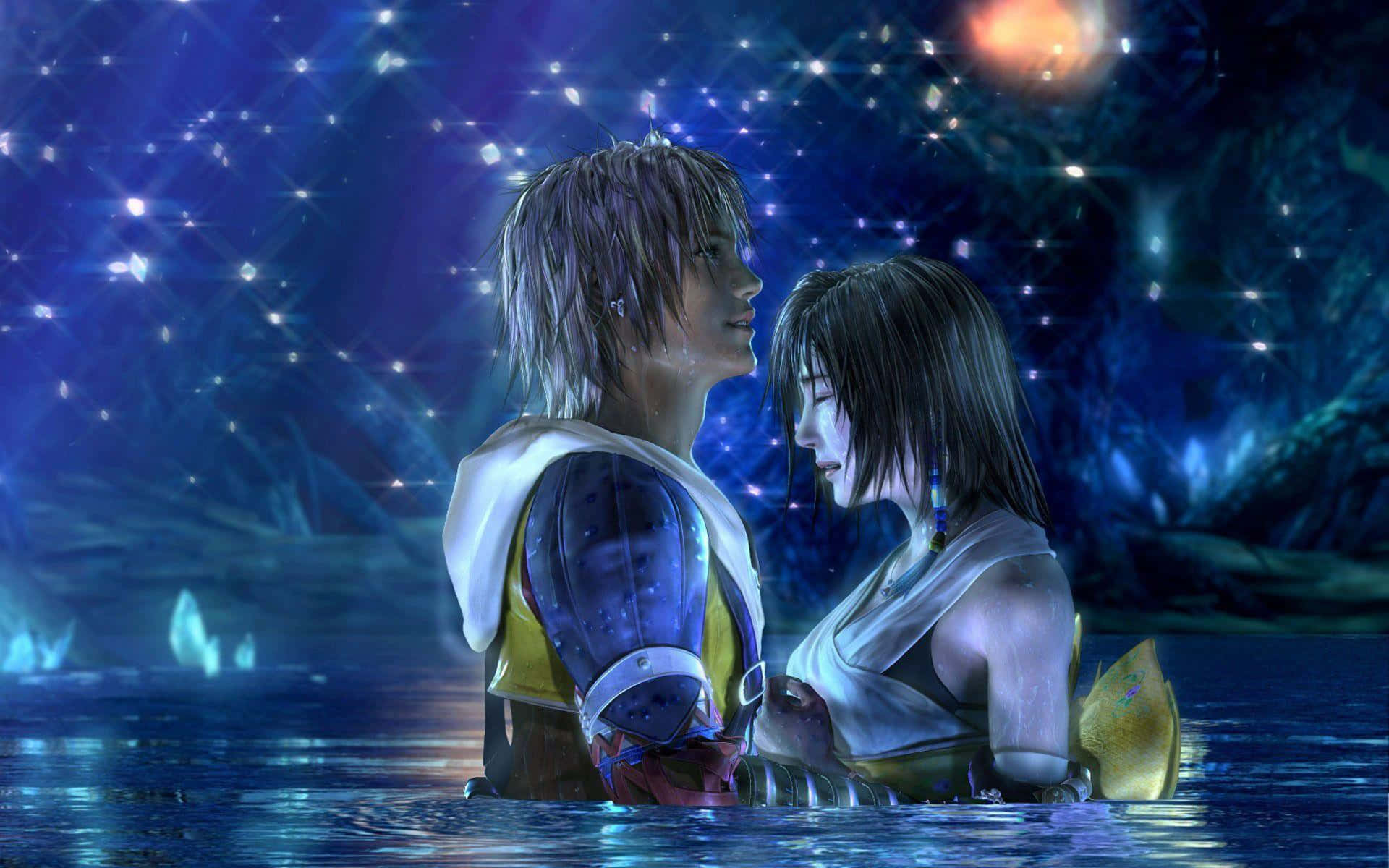 Final Fantasy Yuna, magical winter landscape, glowing blue water, Full HD Desktop Wallpaper