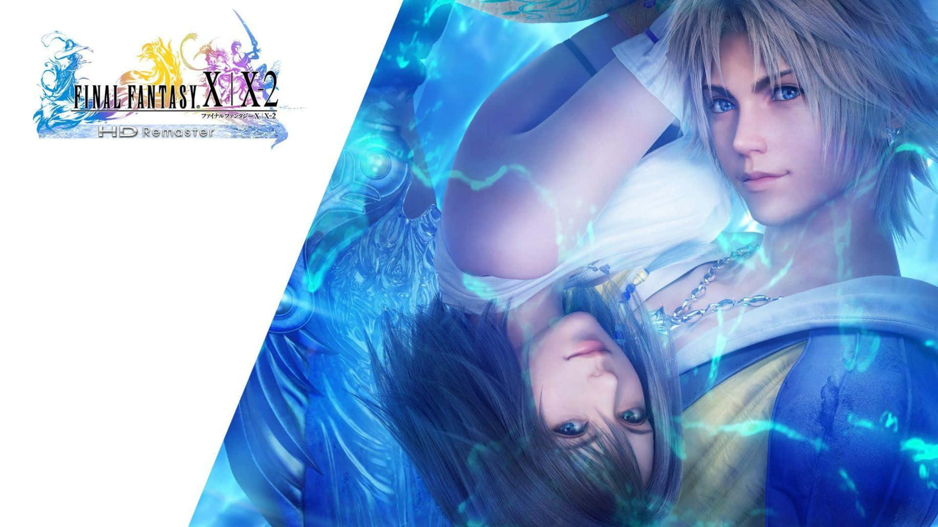 Final Fantasy Yuna, glowing blue energy field, game logo, Full HD Desktop Wallpaper