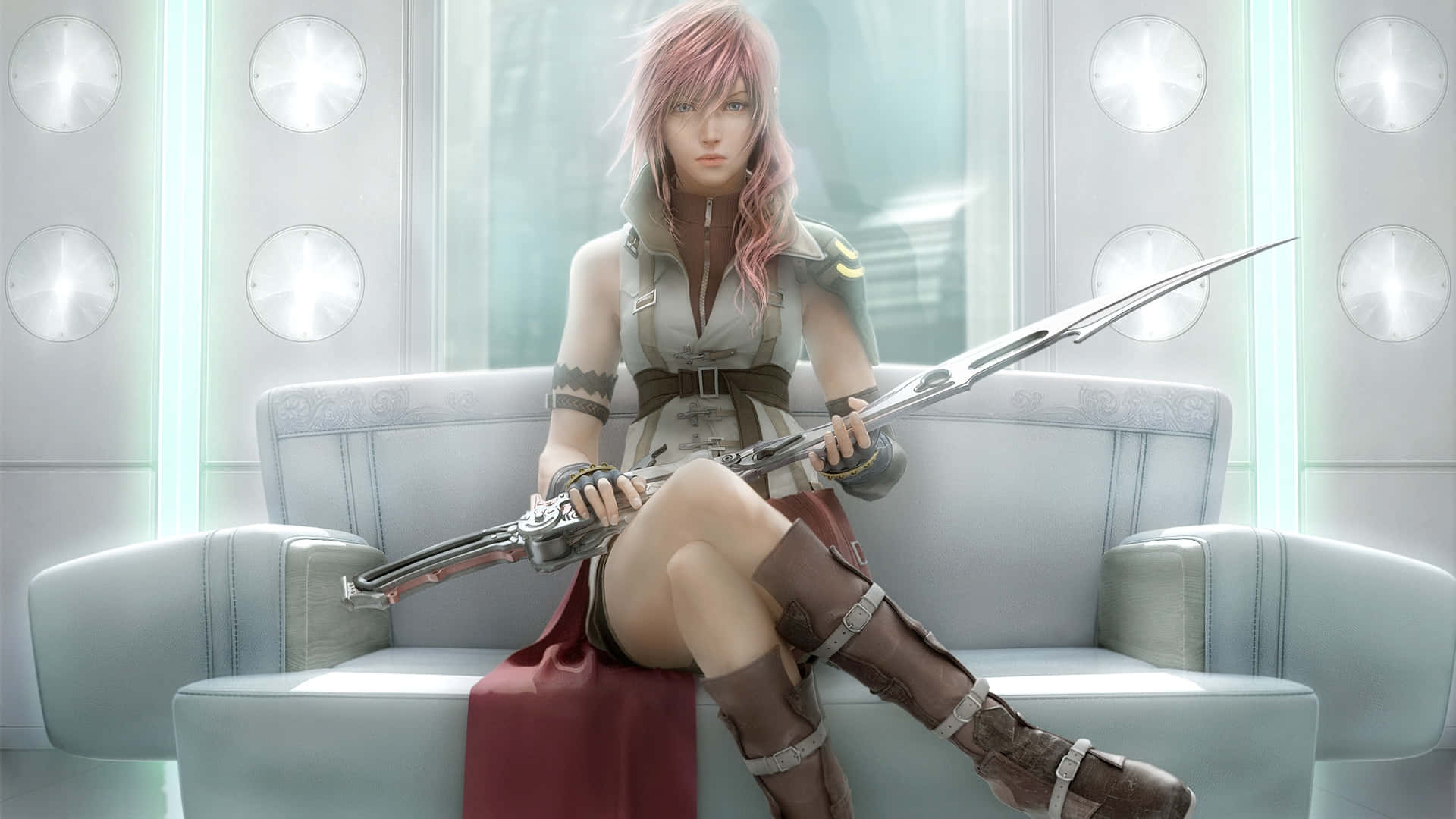 Final Fantasy, Yuna, pink-haired anime warrior, Full HD Desktop Wallpaper