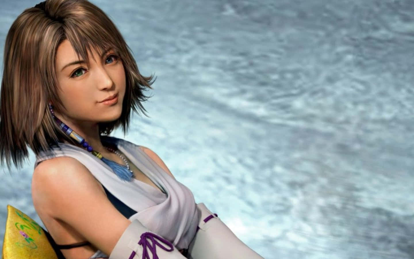 Final Fantasy Yuna, brown hair, green eyes, HD Desktop Wallpaper