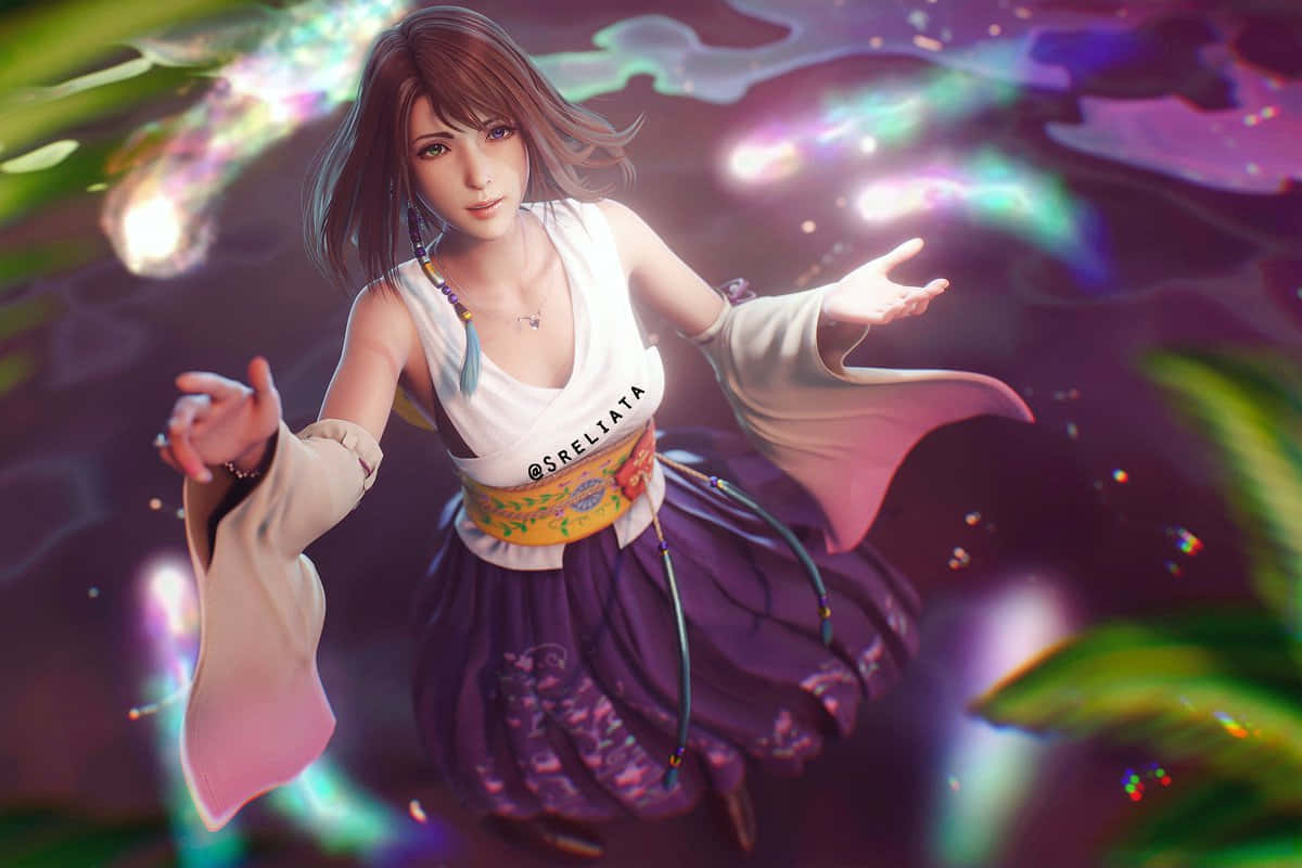 Final Fantasy Yuna, summoning magic, white top, SD Desktop Wallpaper