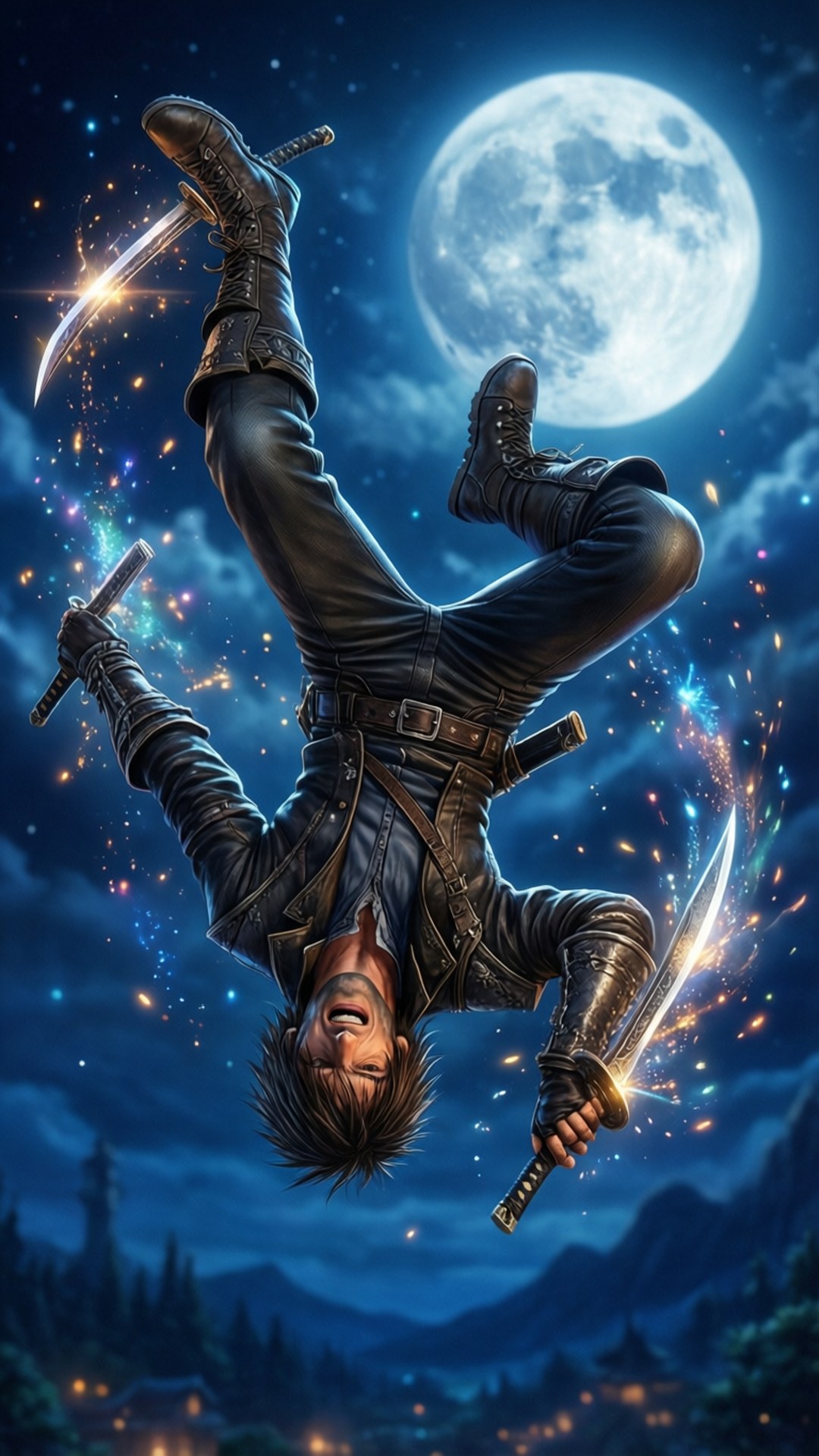 Zidane Tribal, giant moon, daggers, Full HD Phone Wallpaper