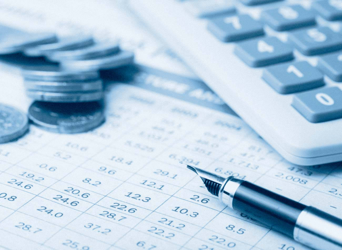 coins, calculator, pen, HD Desktop Wallpaper
