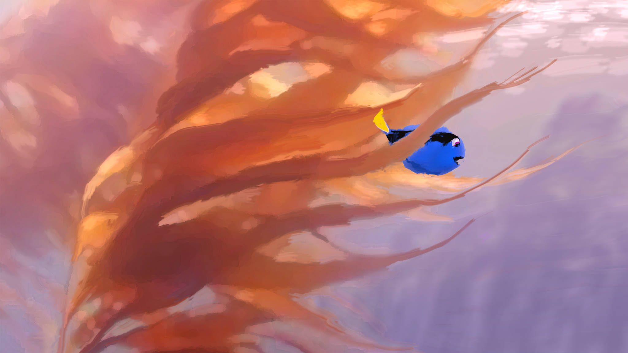 Finding Dory, blue fish, yellow tail, Full HD Desktop Wallpaper