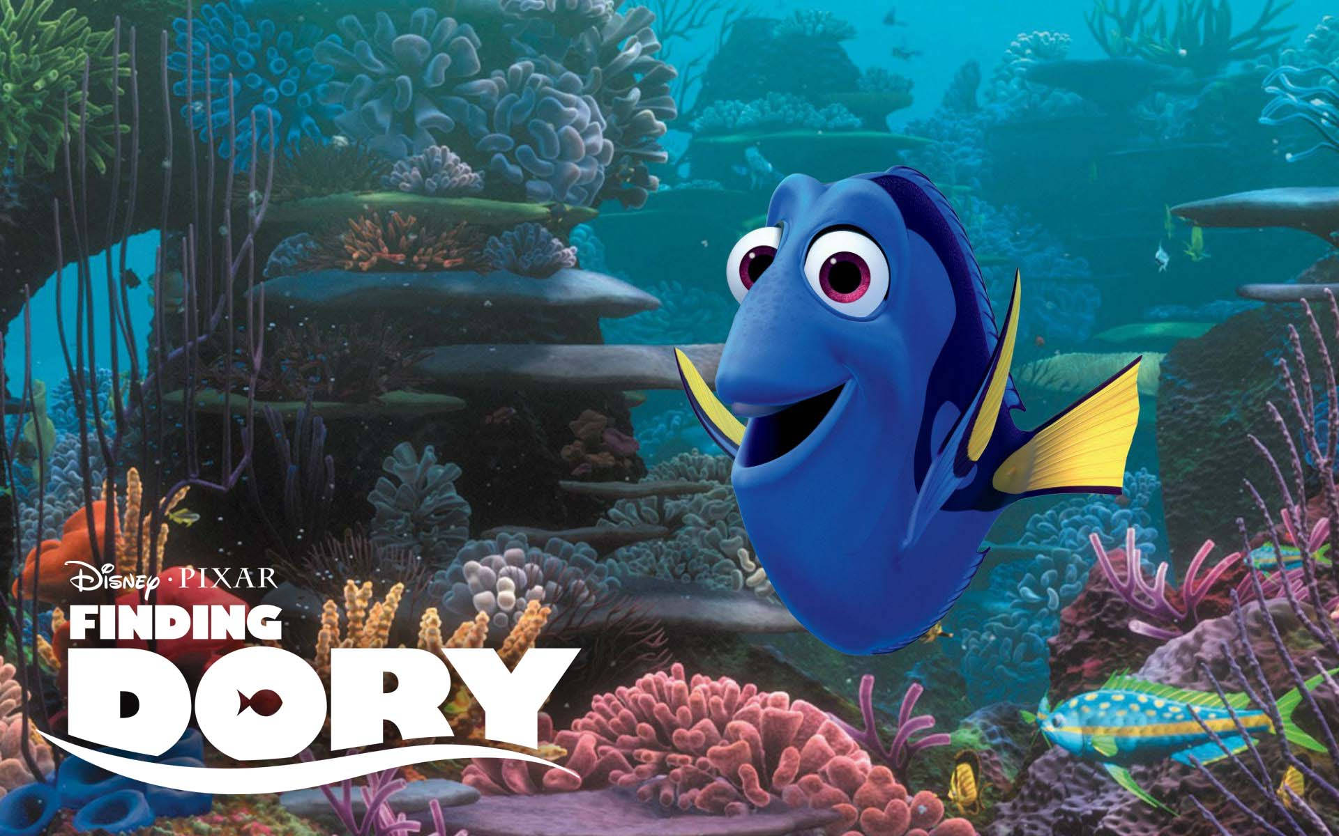 Finding Dory, coral reefs, blue fish, Full HD Desktop Wallpaper