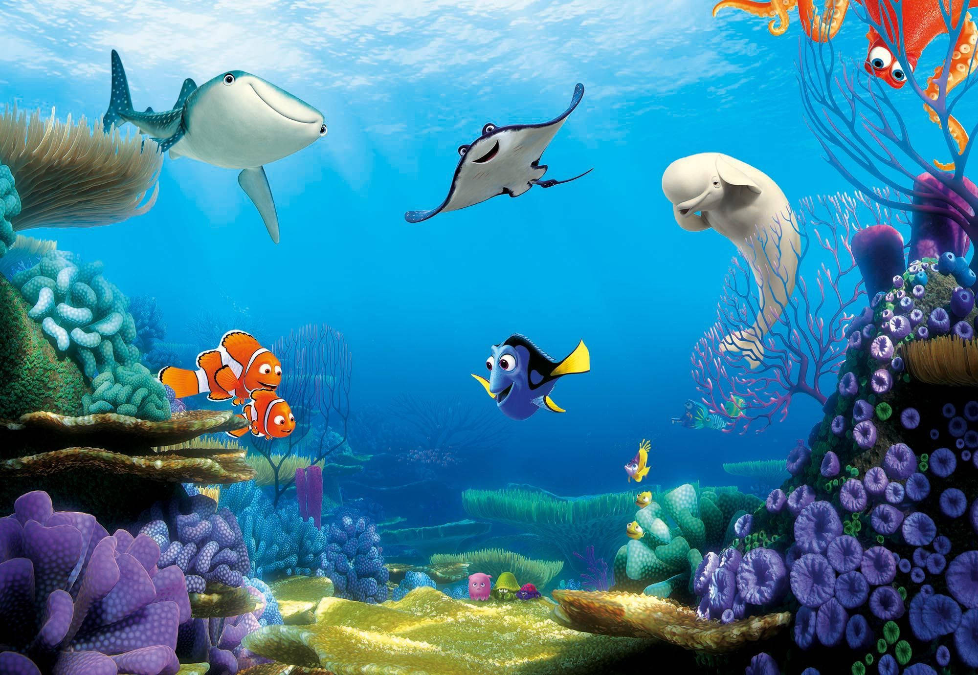 Finding Nemo, clownfish, whale shark, Full HD Desktop Wallpaper