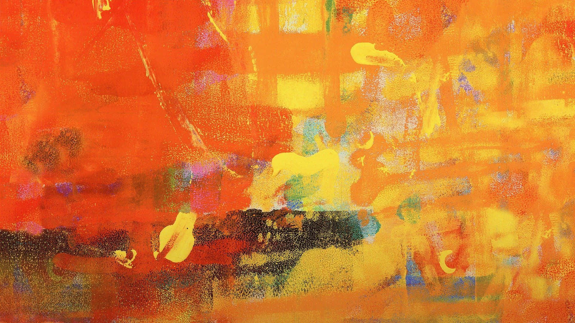 Fine Arts, vibrant abstract painting, bold orange yellow and black brushstrokes, Full HD Desktop Wallpaper