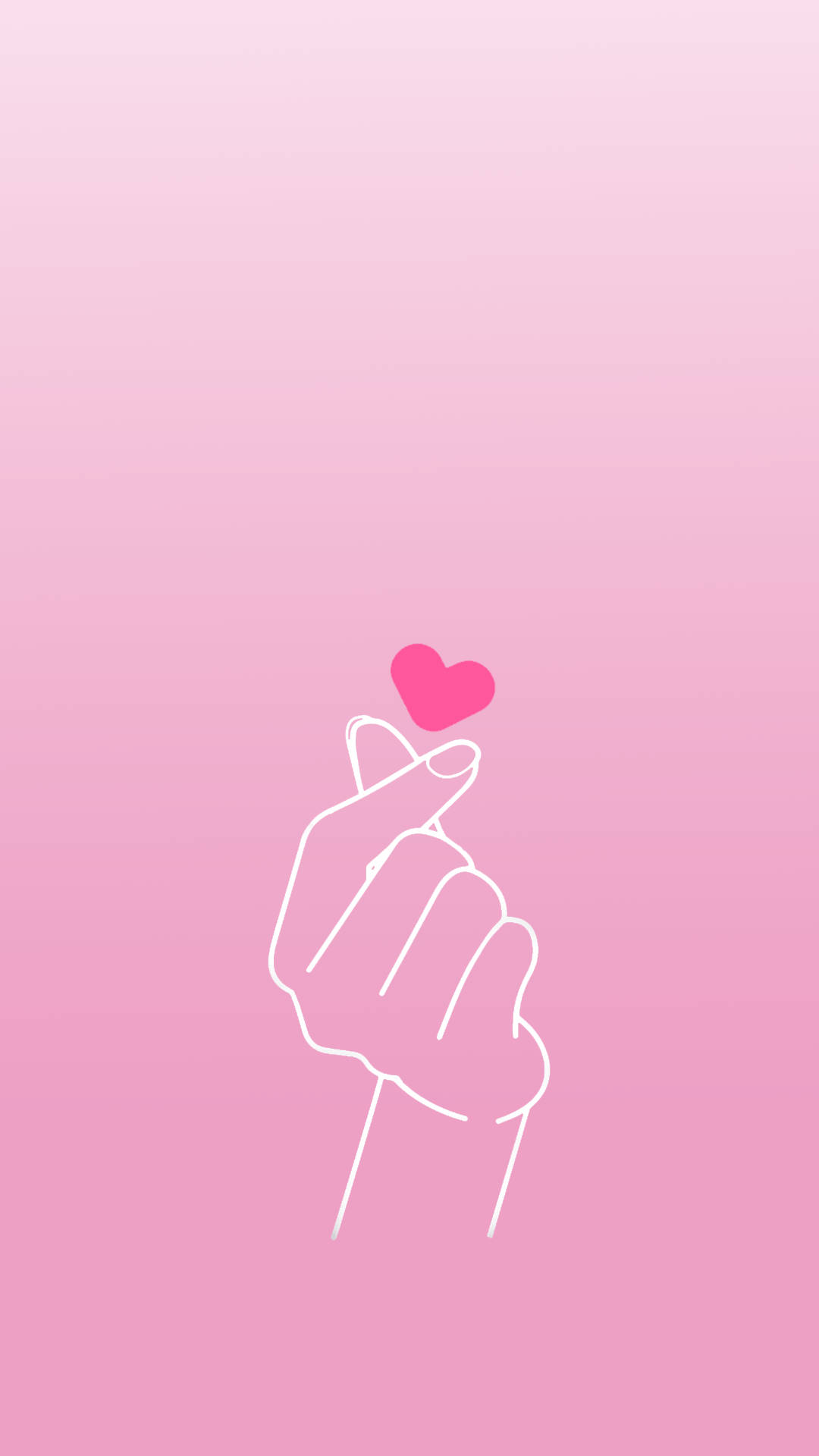 hand heart outline, white line drawing, pink heart, Full HD Phone Wallpaper