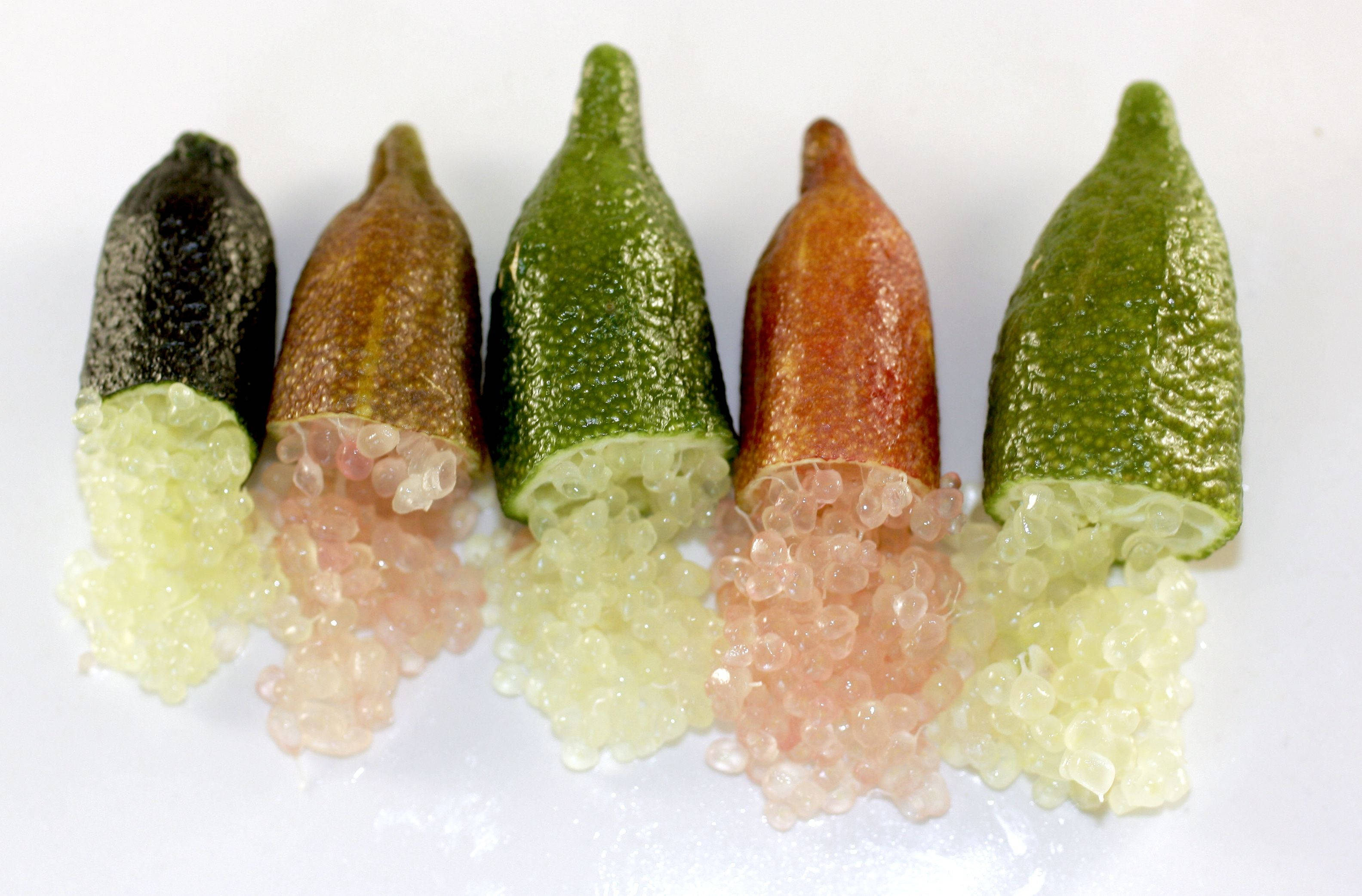 finger lime fruit, translucent pink, pale yellow, 2K Desktop Wallpaper