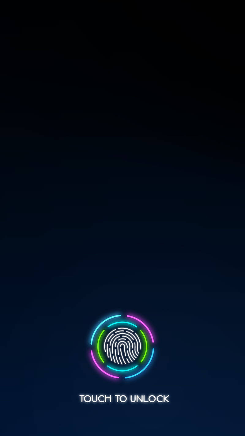 fingerprint phone, glowing fingerprint scanner, neon rings, HD Phone Wallpaper