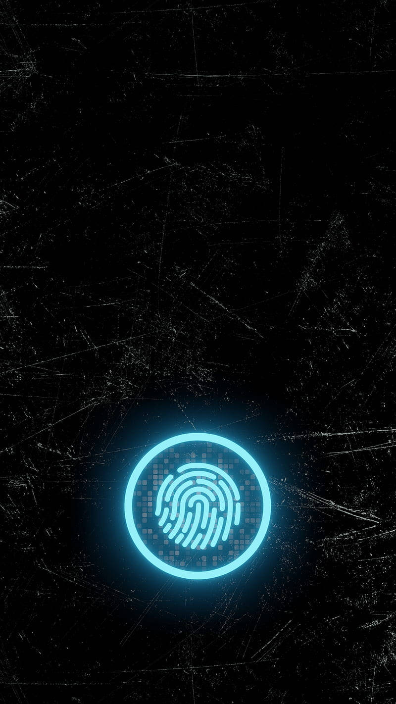 bright fingerprint phone, glowing blue fingerprint icon, circular frame, HD Phone Wallpaper