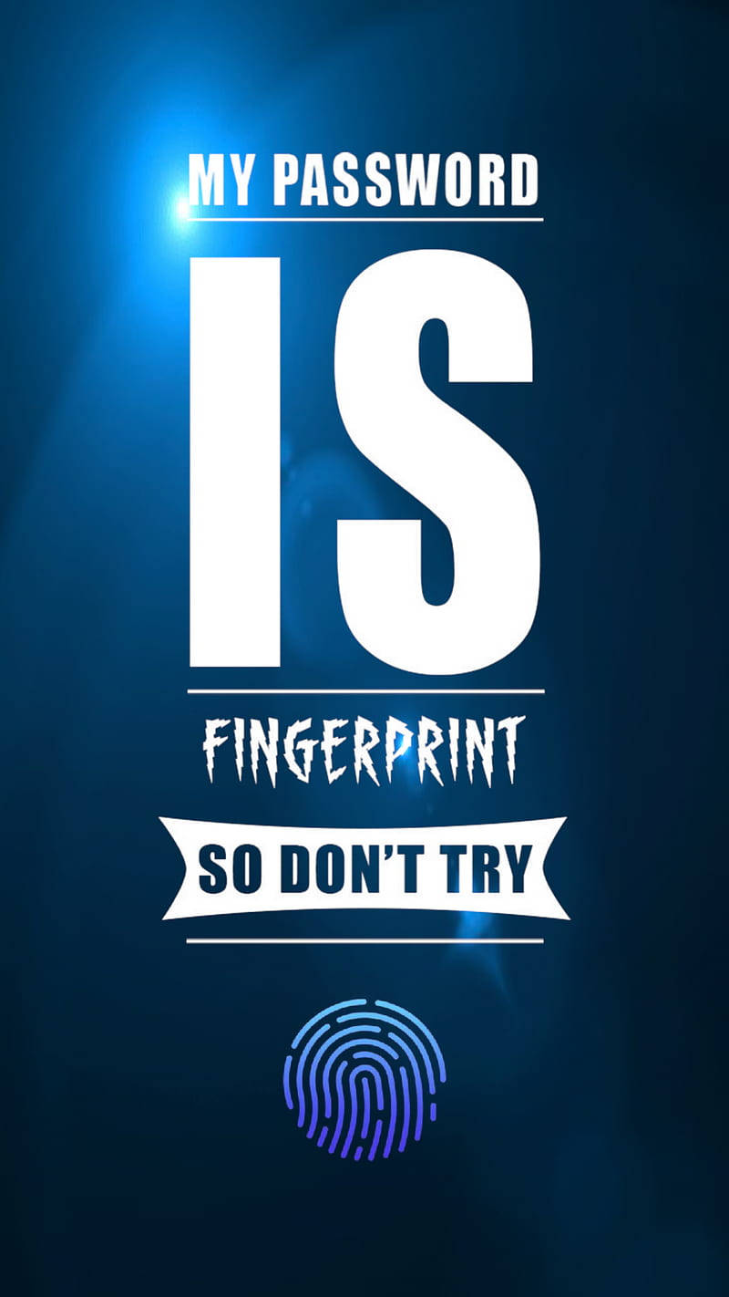blue fingerprint phone, glowing blue gradient background, fingerprint icon, HD Phone Wallpaper