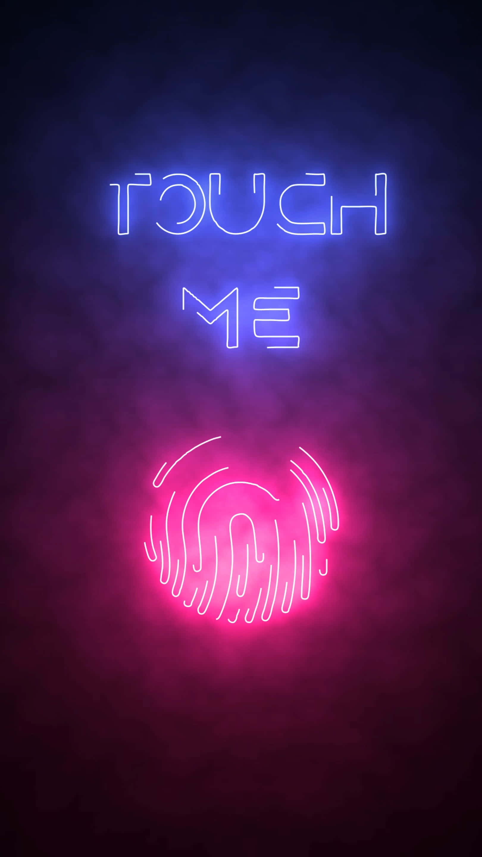 Neon blue, pink glowing text, touch me, 2K Phone Wallpaper