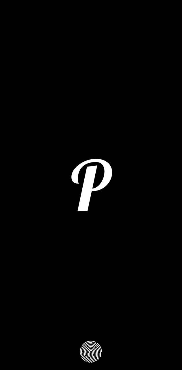 Letter P, fingerprint icon, bold white, HD Phone Wallpaper