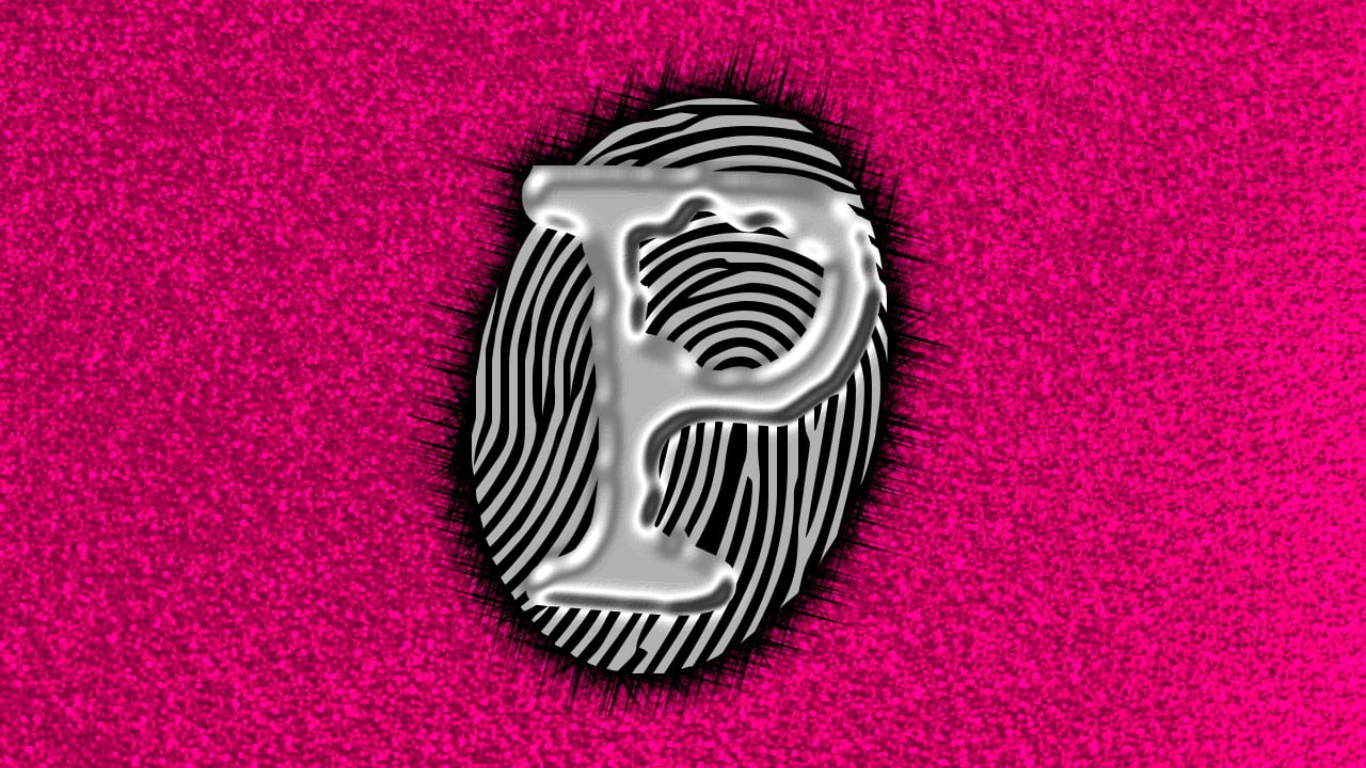Letter P, pink texture, black and white fingerprint, HD Desktop Wallpaper