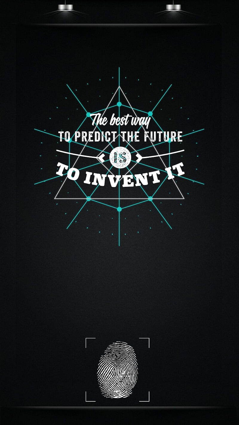 glowing teal geometric design, The best way to predict the future is to invent it, fingerprint, HD Phone Wallpaper