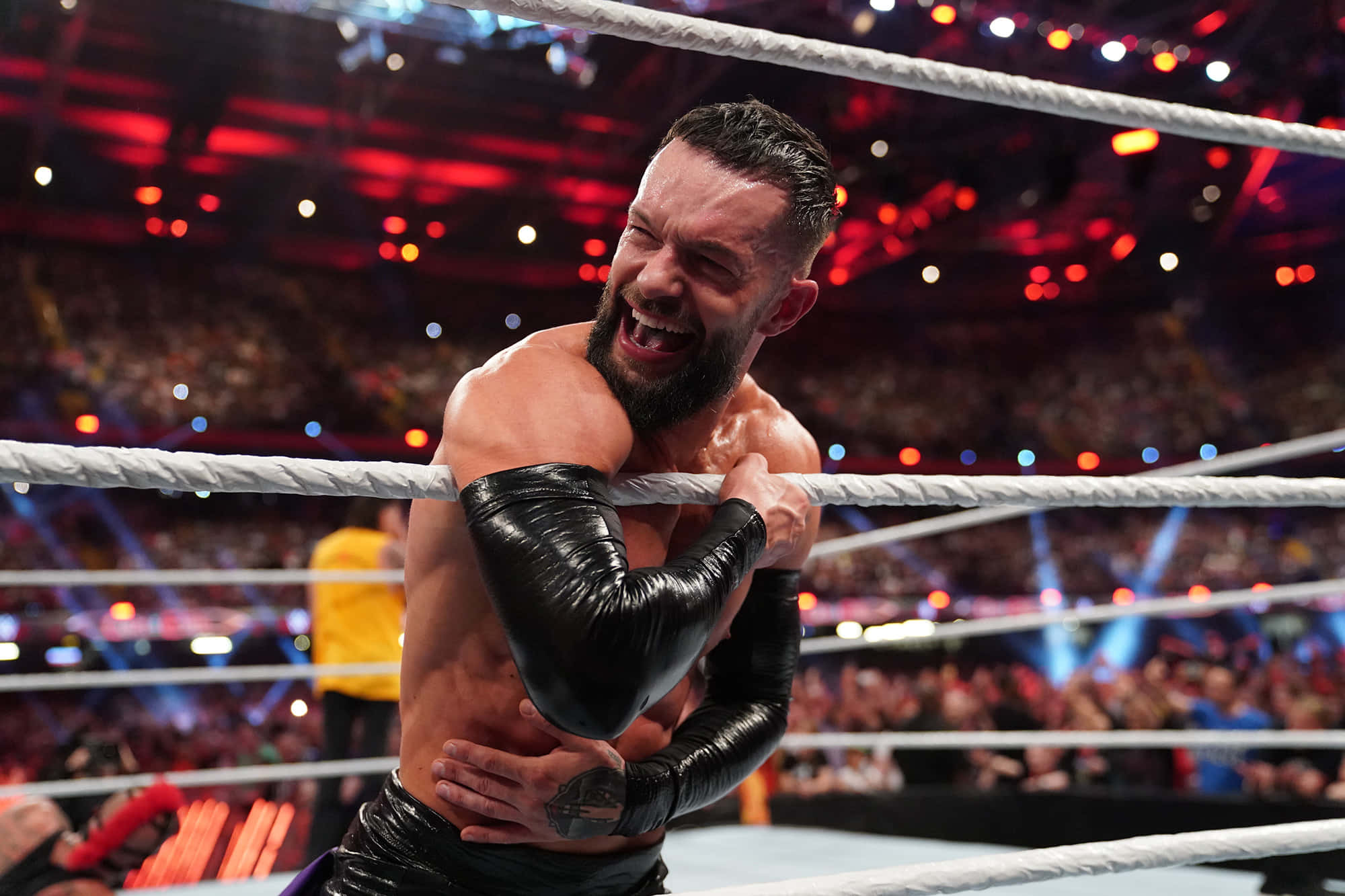 Finn Balor, bearded wrestler, ring rope, Full HD Desktop Wallpaper