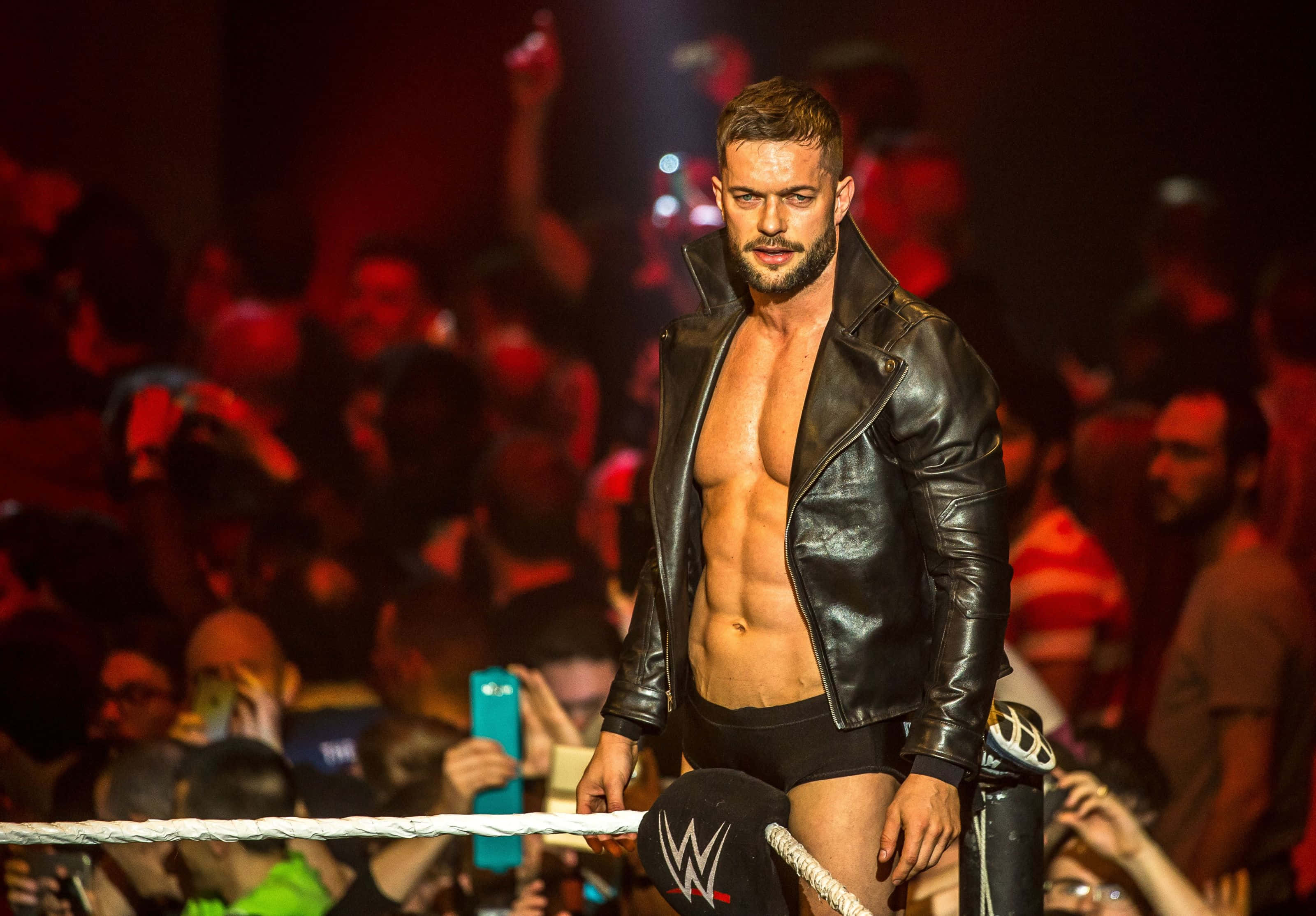 Finn Balor, black leather jacket, ring, 2K Desktop Wallpaper