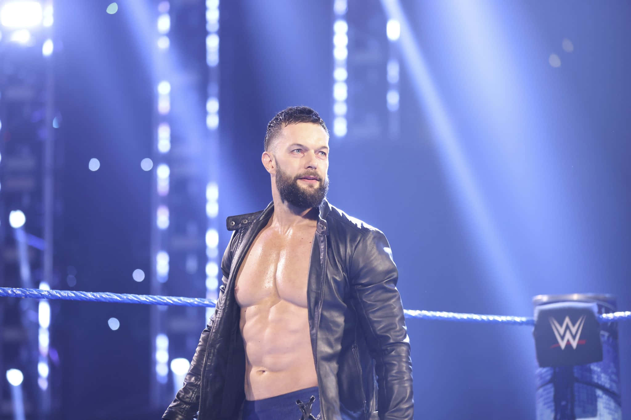Finn Balor, wrestling ring, blue spotlights, Full HD Desktop Wallpaper