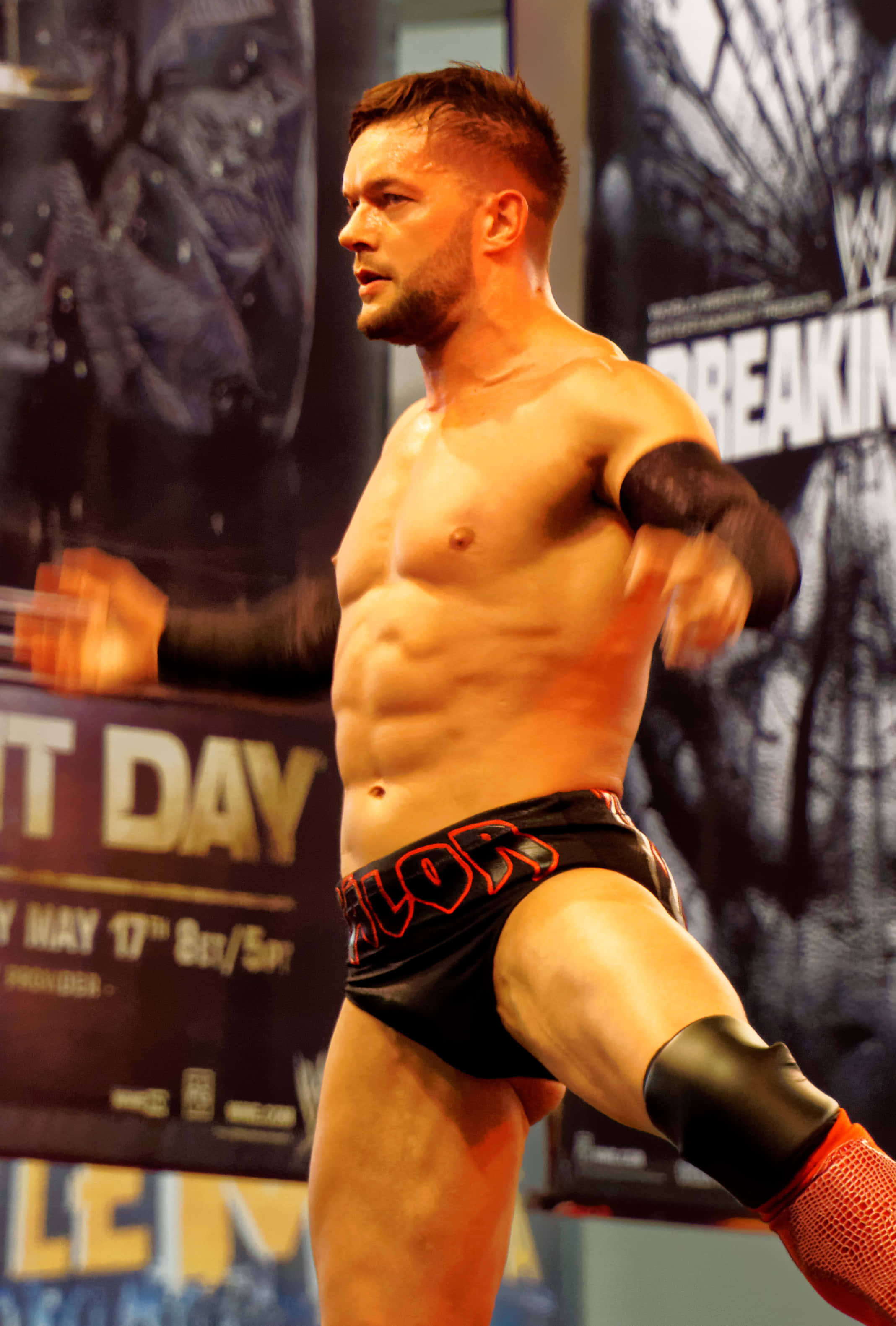 Finn Balor, black trunks, red lettering, 2K Phone Wallpaper