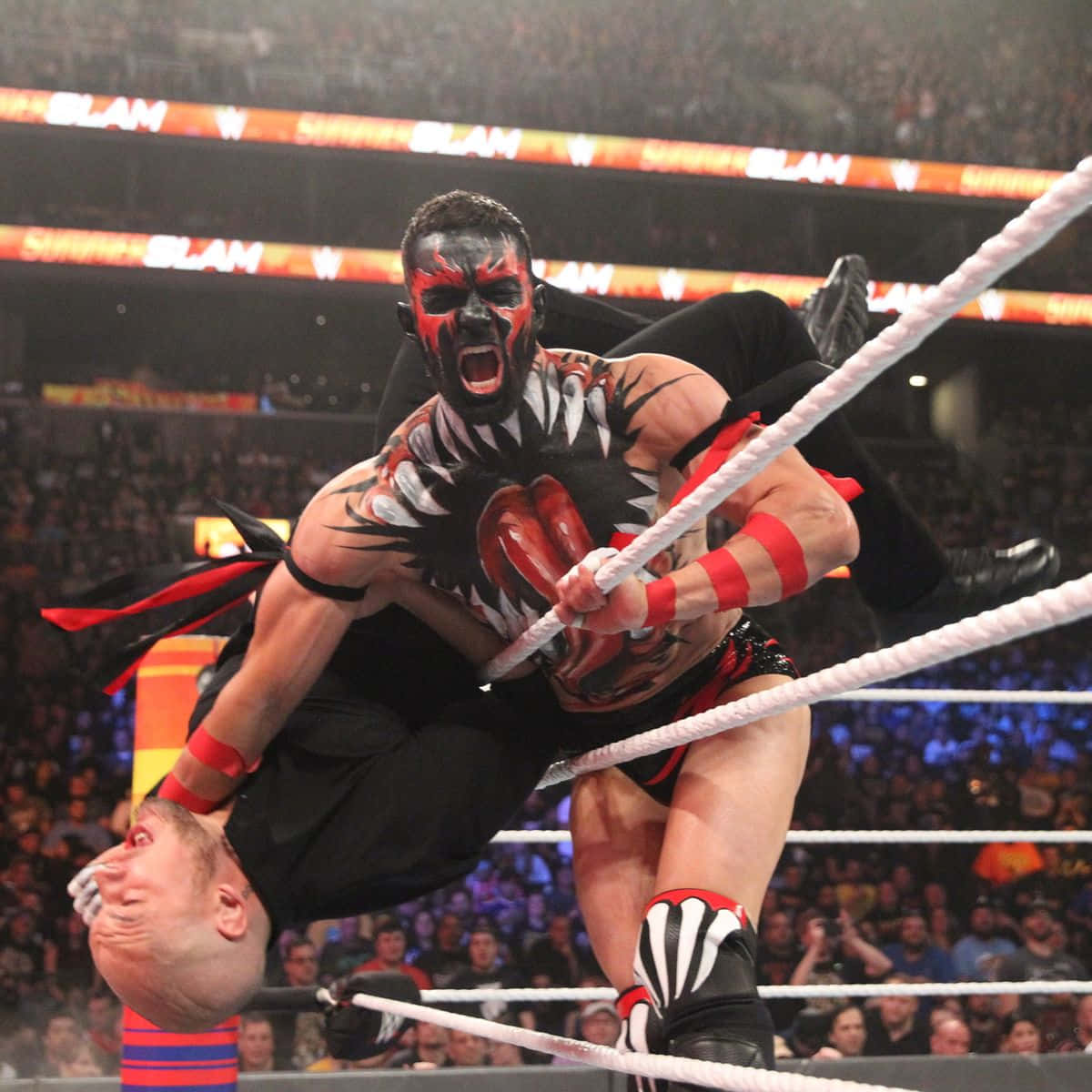 Finn Balor, demon look, black and red face paint, SD Desktop Wallpaper