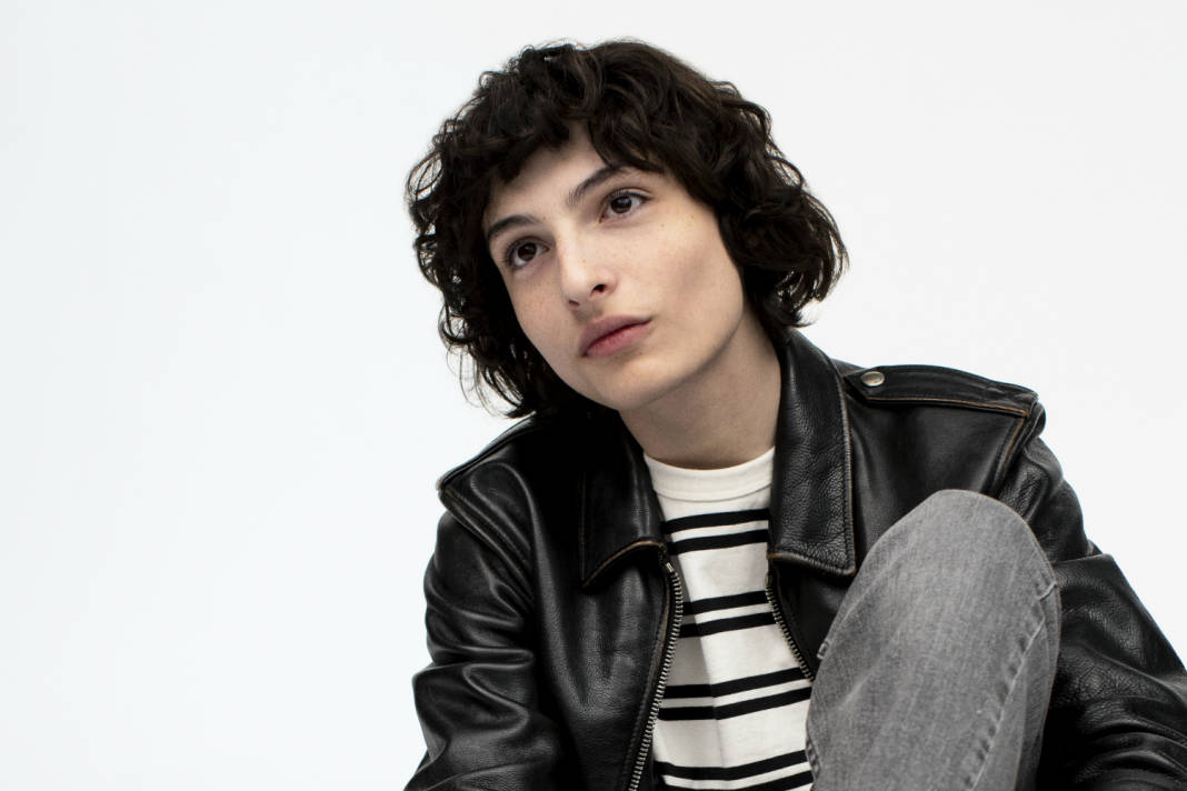 Finn Wolfhard, curly dark hair, black leather jacket, SD Desktop Wallpaper