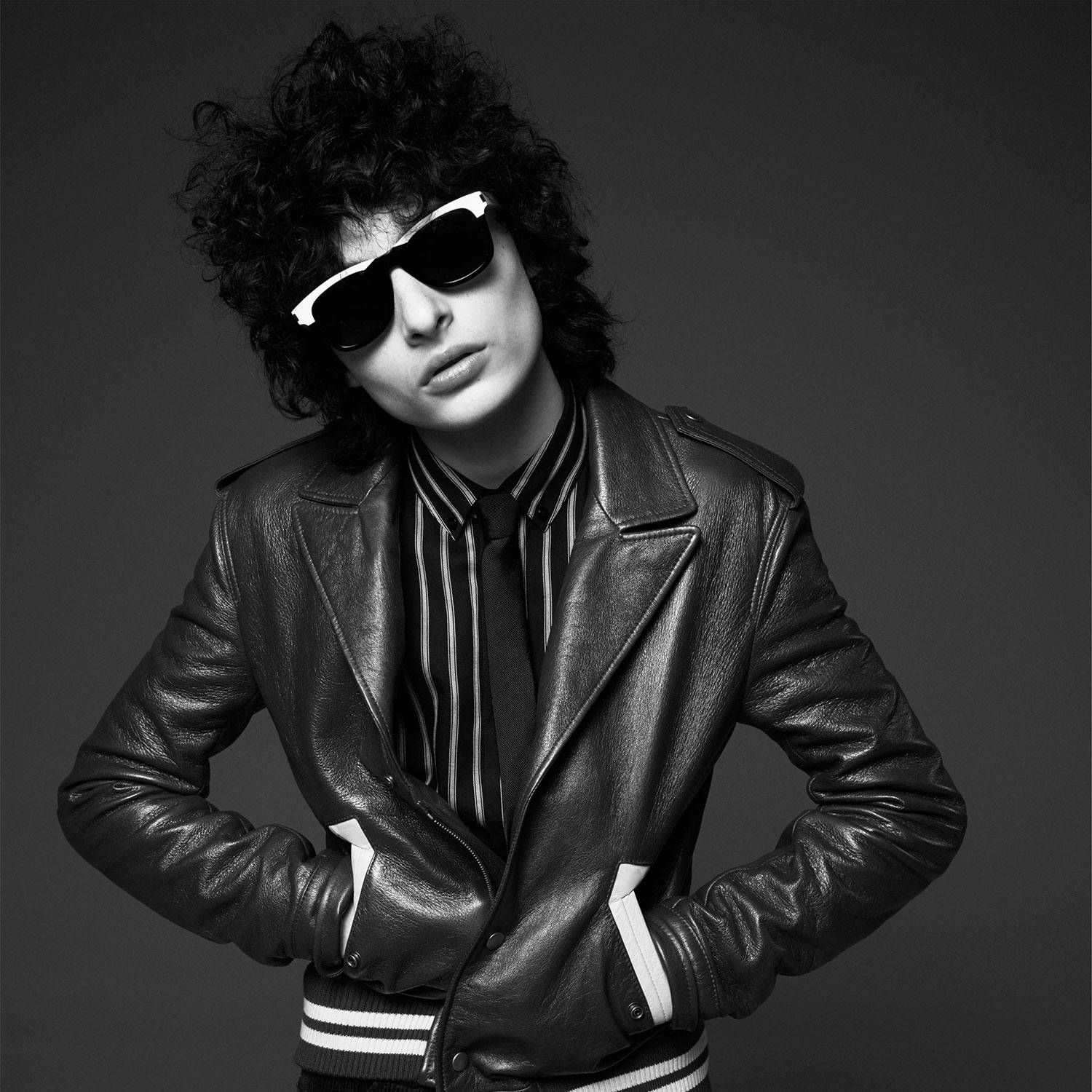 Finn Wolfhard, curly hair, white-framed sunglasses, HD Desktop Wallpaper