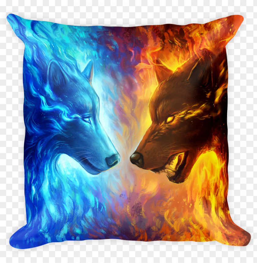 Fire And Ice Wolf, icy blue, fiery orange, SD Phone Wallpaper