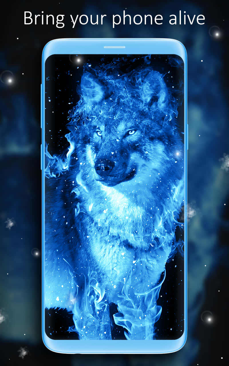 Fire And Ice Wolf, glowing blue wolf, fiery energy, HD Phone Wallpaper