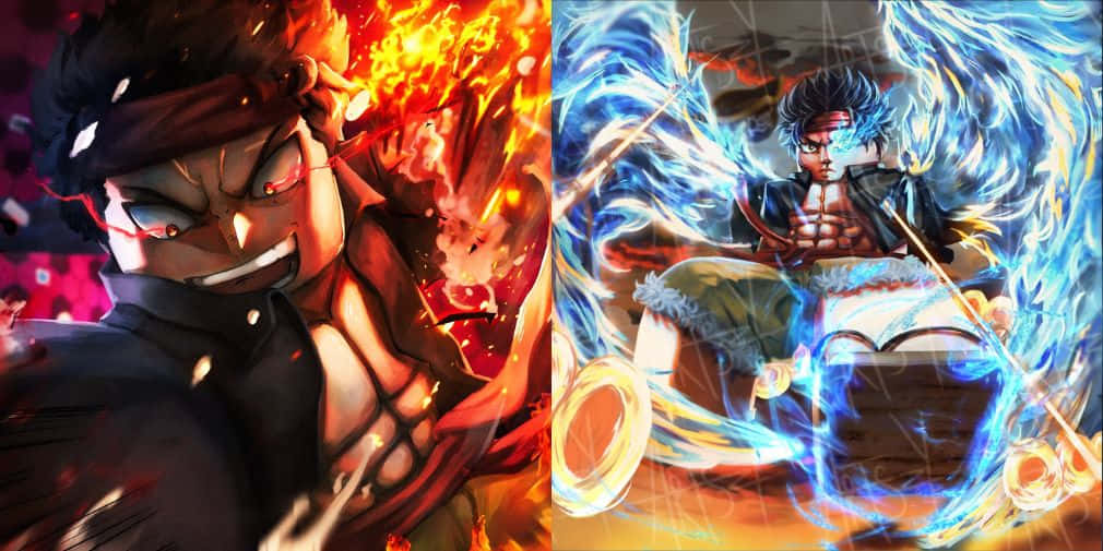 Fire And Ice Wolf, anime warriors, fiery power, SD Desktop Wallpaper