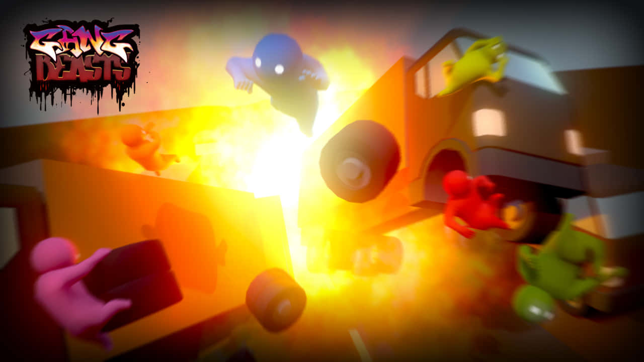 gang beast, flames, fire, HD Desktop Wallpaper