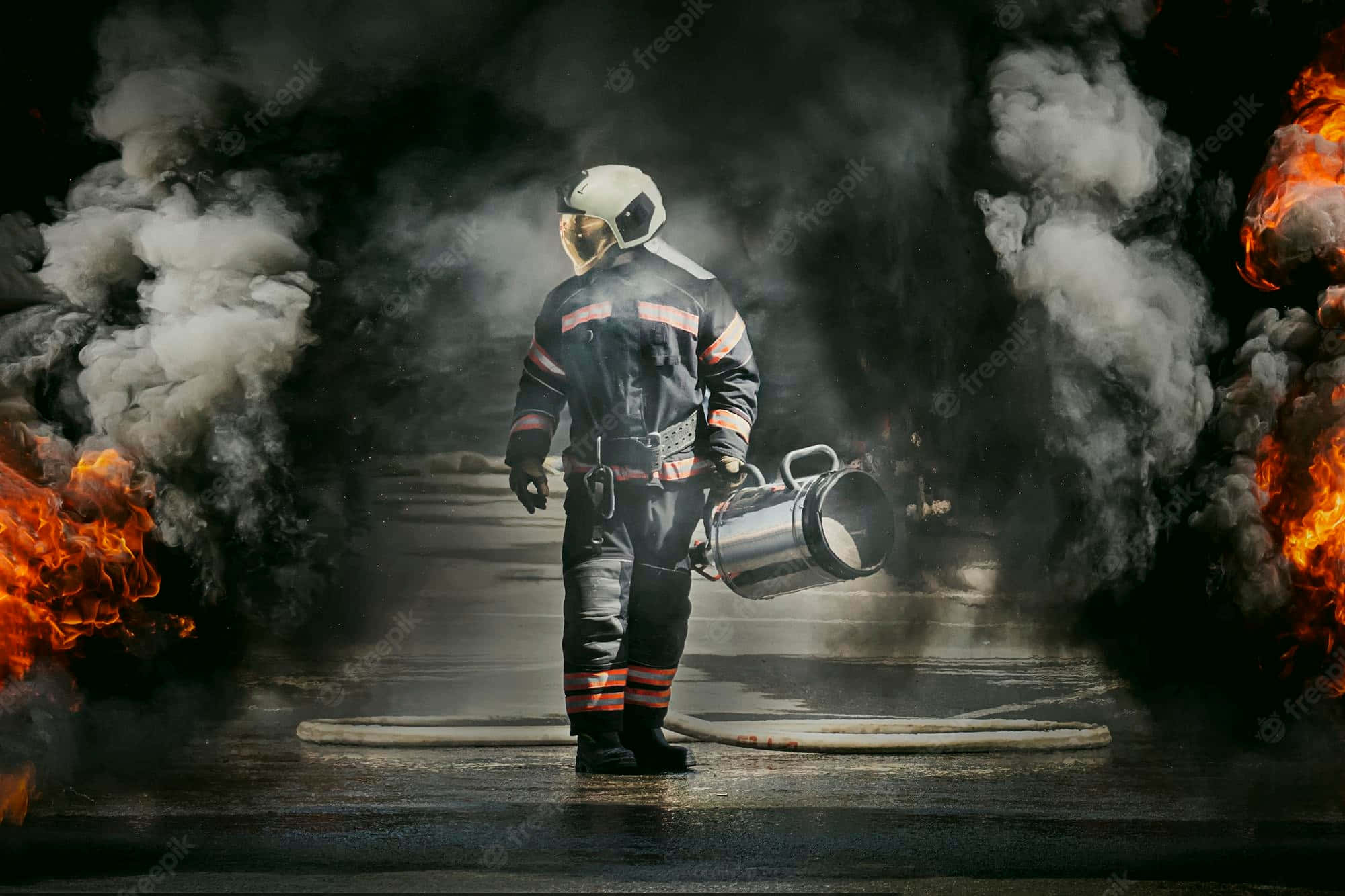 Fire Department, firefighter, full gear, Full HD Desktop Wallpaper