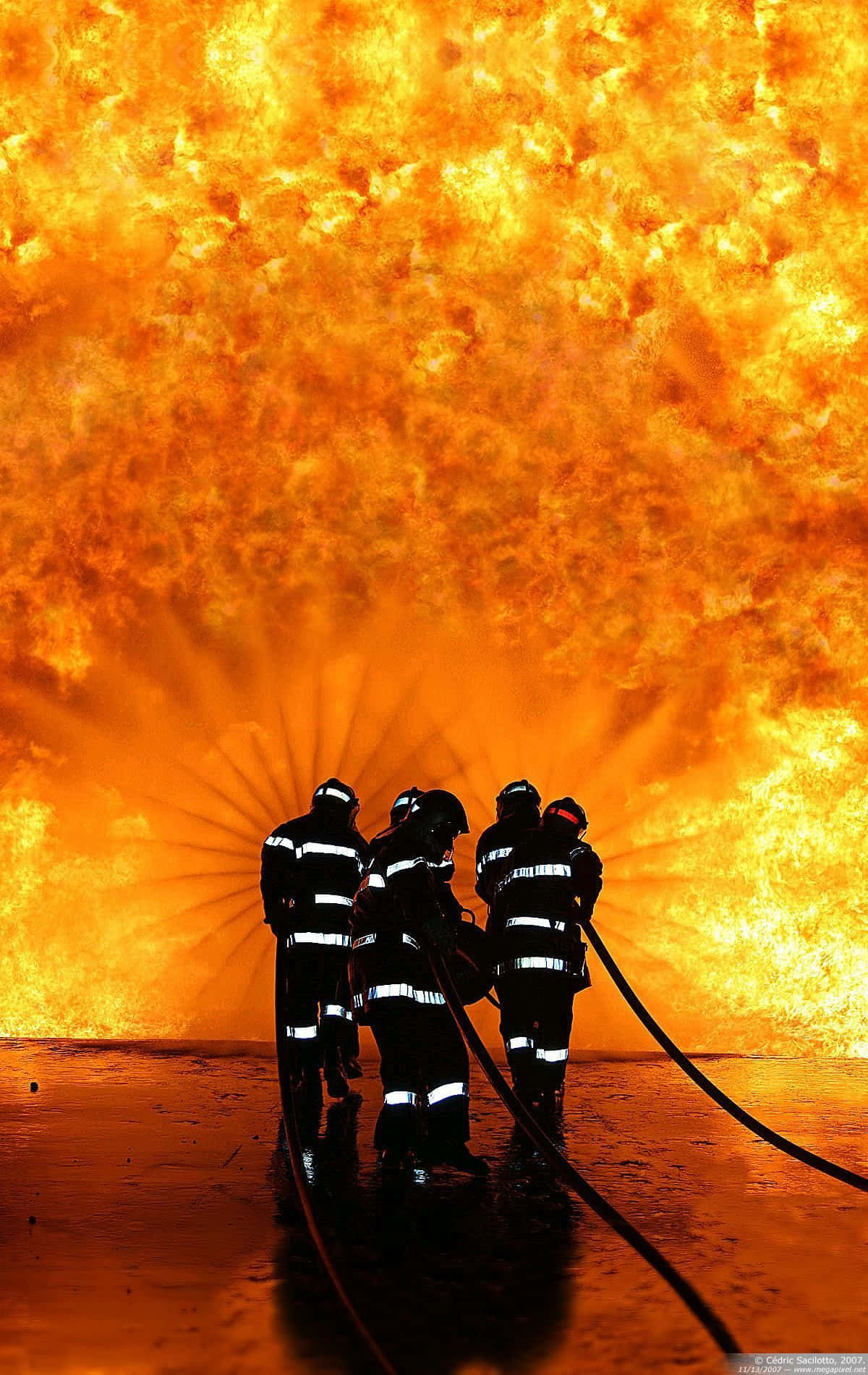 Fire Department, towering inferno, blazing orange backdrop, HD Phone Wallpaper