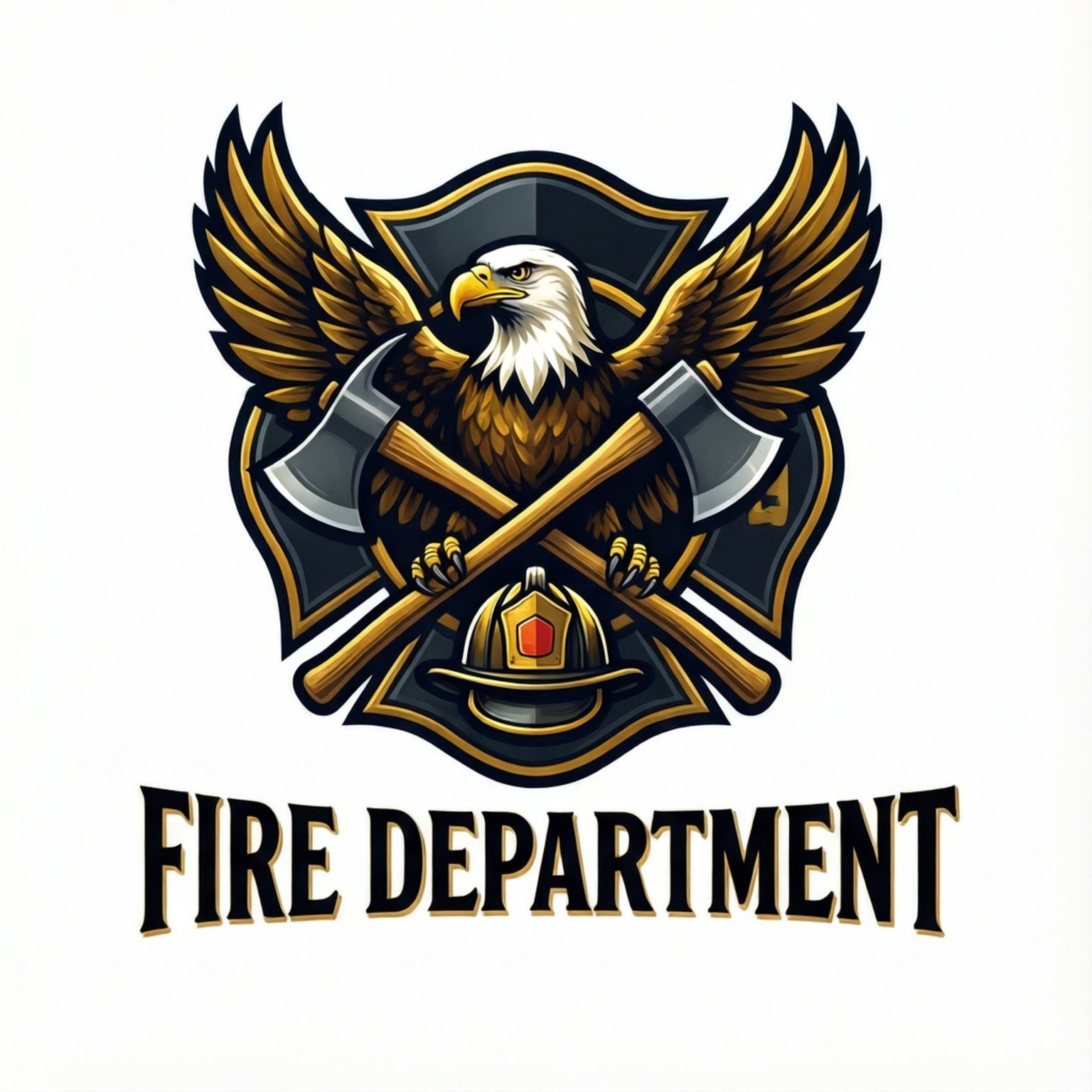 fire department, golden eagle, crossed axes, HD Desktop Wallpaper