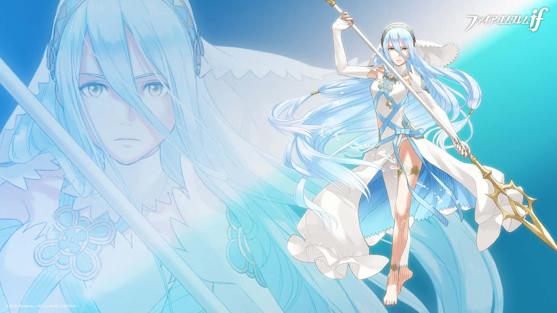 Fire Emblem Fates, blue-haired anime angel, wings, Full HD Desktop Wallpaper